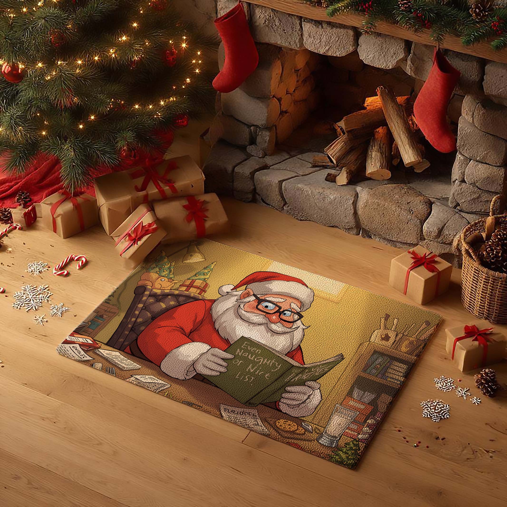 Santa at Desk Reading Welcome Mat - DMRC003