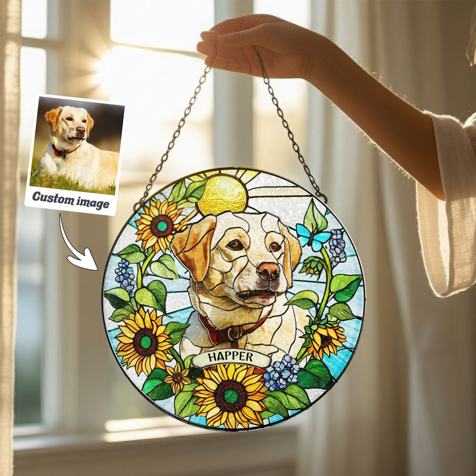 Sky Blue Floral Pet Portrait Suncatcher - SPETCD1C101