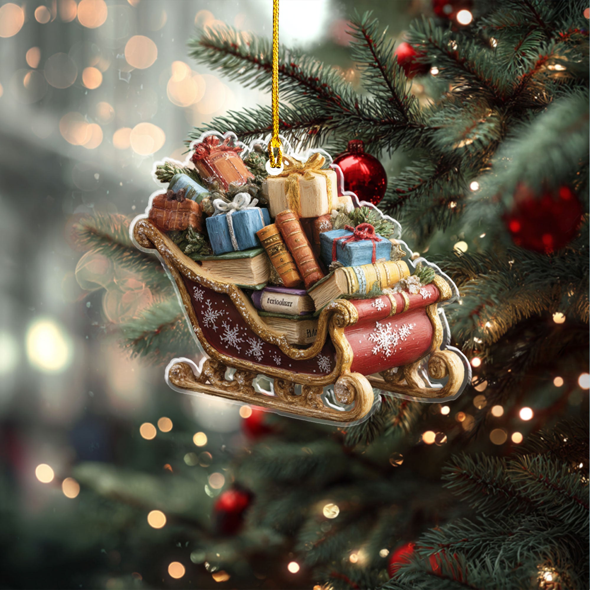 Sleigh Full of Books and Gifts Ornament β ORD9C001