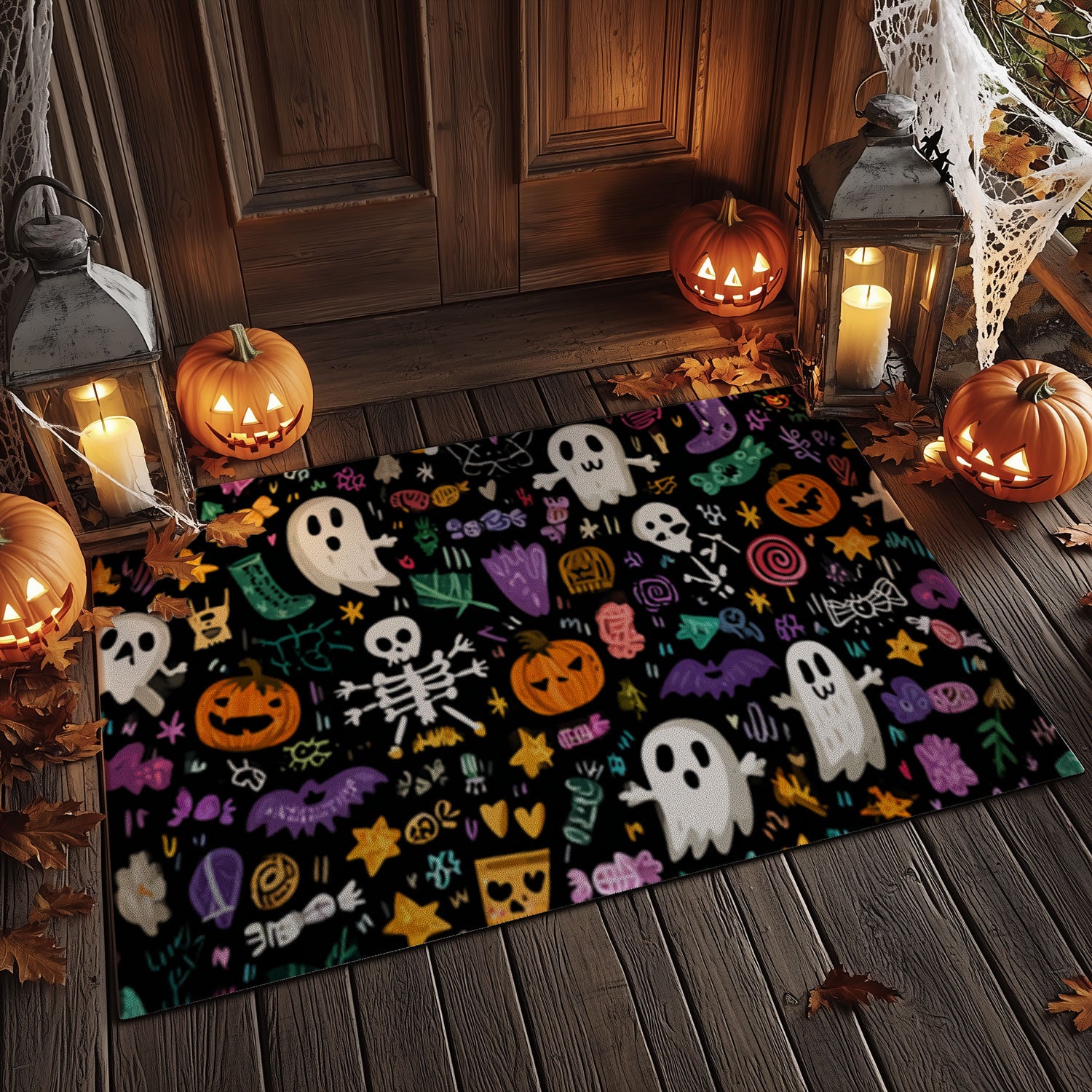 Spooky Chalkboard Sketch Entry Mat