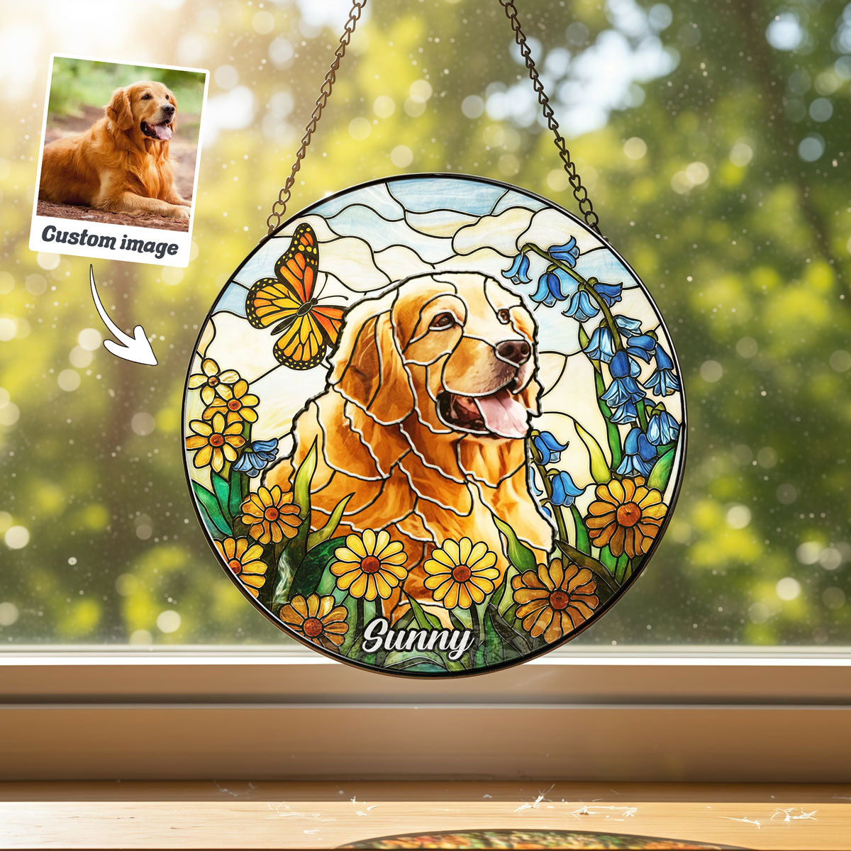 Suncatcher Buttercup & Bluebell Stained Portrait - SPETCD1C101