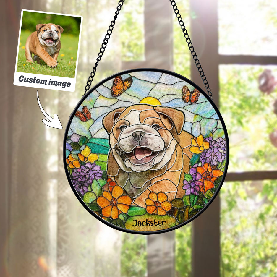 Suncatcher Meadow & Butterfly Custom Pet Face - SPETCD1C101
