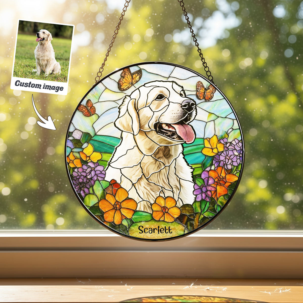 Suncatcher Sunny Day Stained Pet Portrait - SPETCD1C101