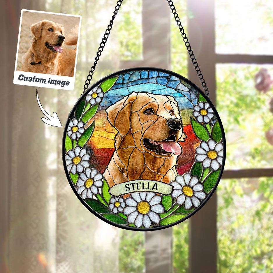 Sunset Sky & Daisy Dog Portrait Suncatcher - SPETCD1C101