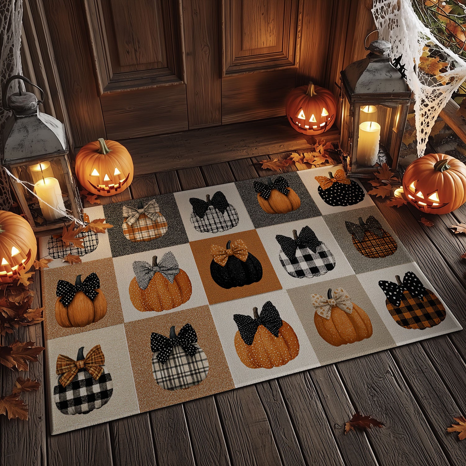 The Gingham Pumpkin Doormat