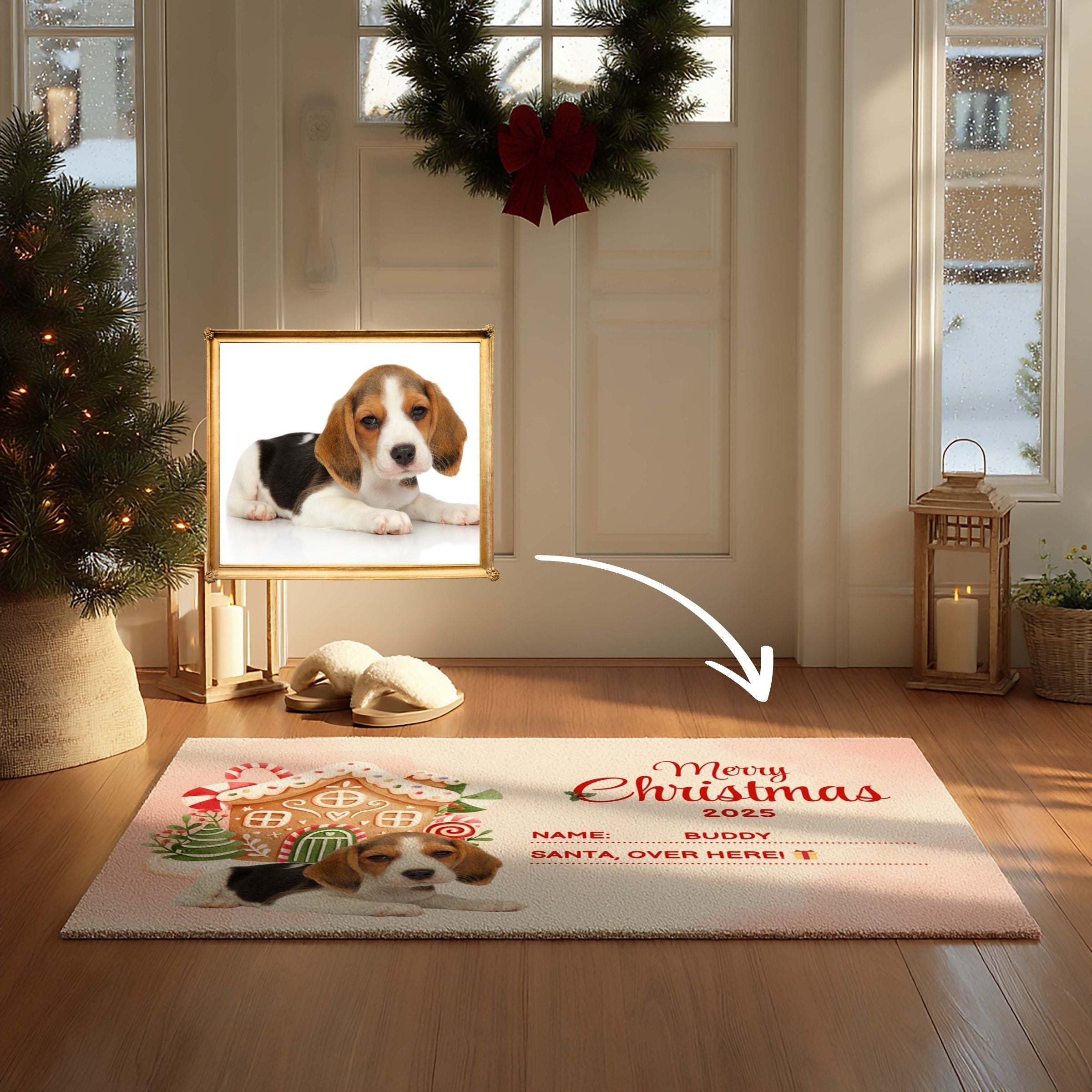 The Custom Pet Photo Merry Christmas 2025 Doormat