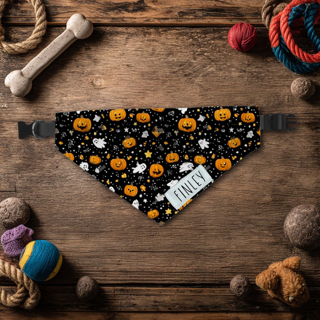 Custom Halloween Dog Bandana with Buckle