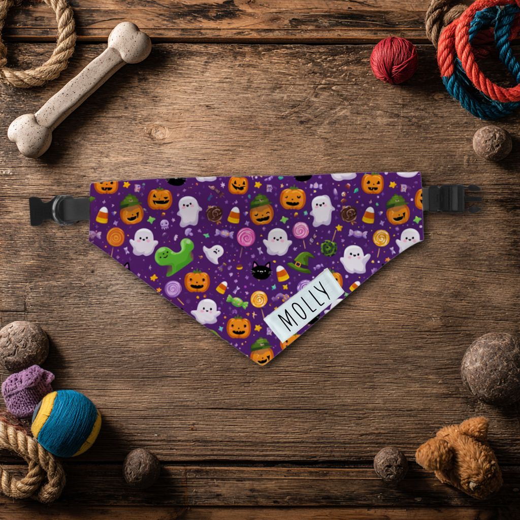 Custom Halloween Dog Bandana with Buckle
