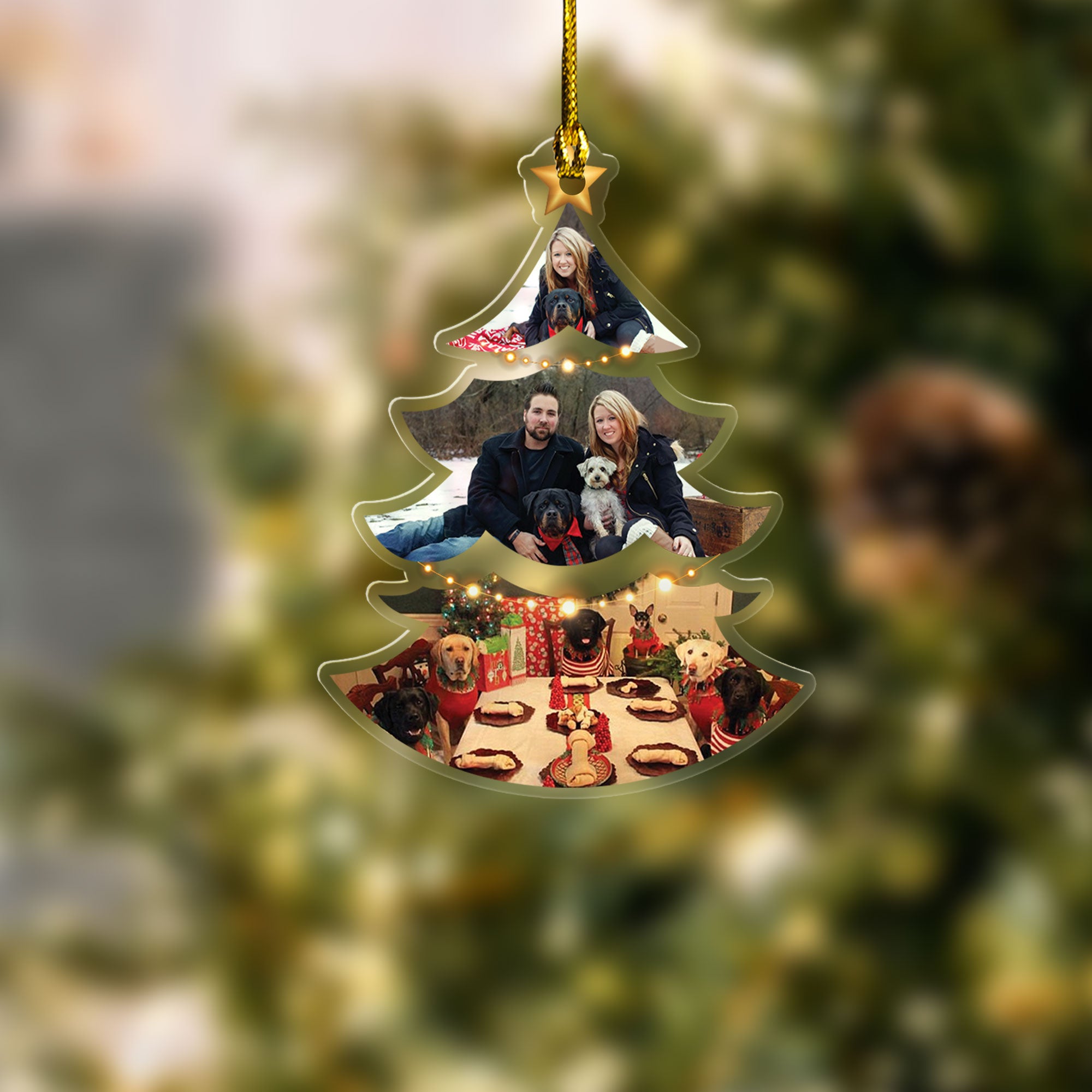 Acrylic Layered Pet Photo Christmas Tree Charm Ornament
