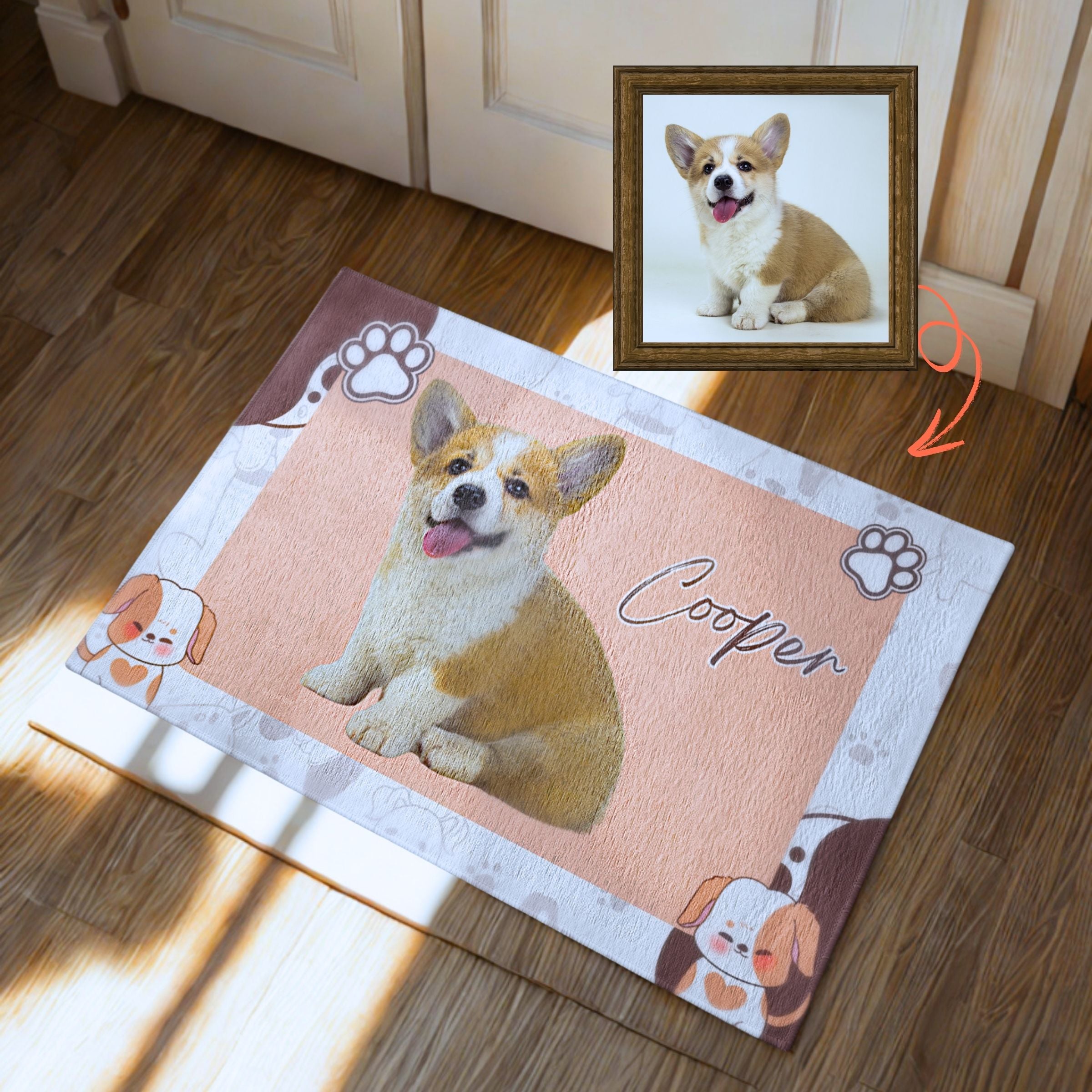 Adorable Style Pet Photo Door Decorative Mat