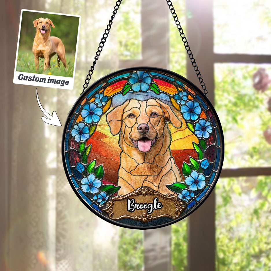 Amber Glow & Blue Blooms Suncatcher SPETCD1C101