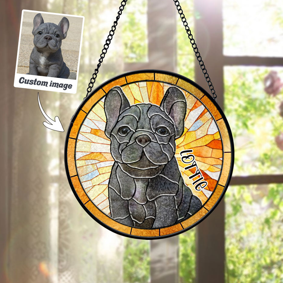 Amber Stained Custom Pet Face Suncatcher - SPETCD1C101