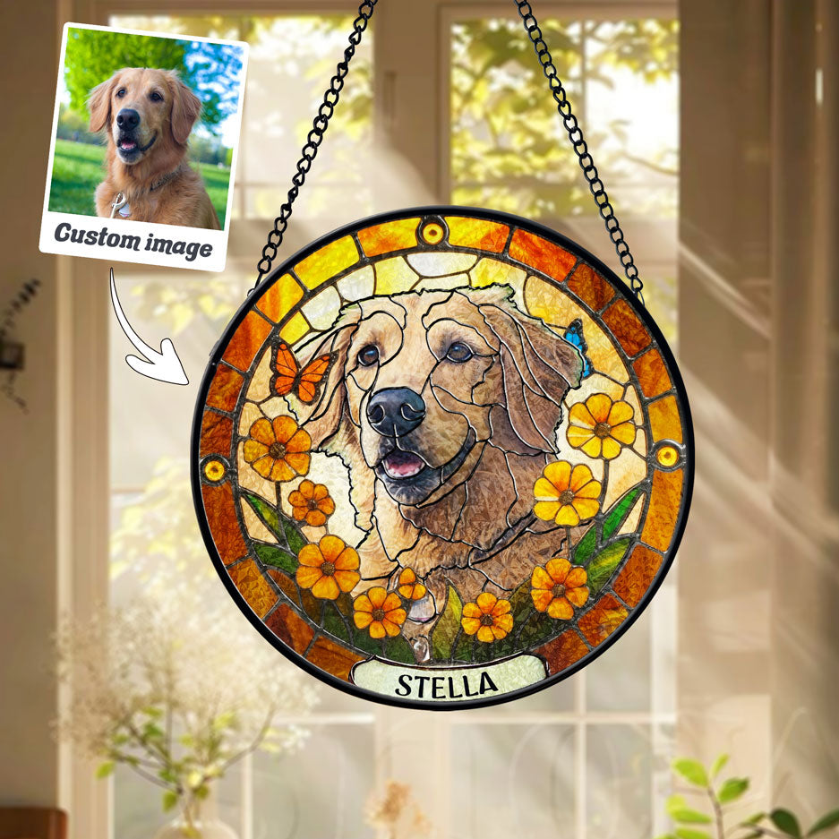 Amber & Orange Butterfly Dog Art Suncatcher - SPETCD1C101