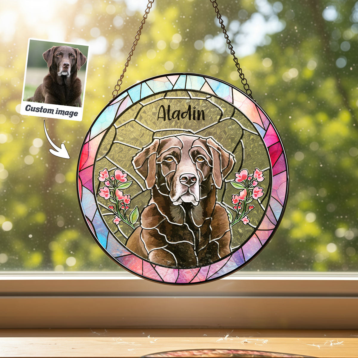 Blush Pink & Aqua Pet Art Suncatcher - SPETCD1C101