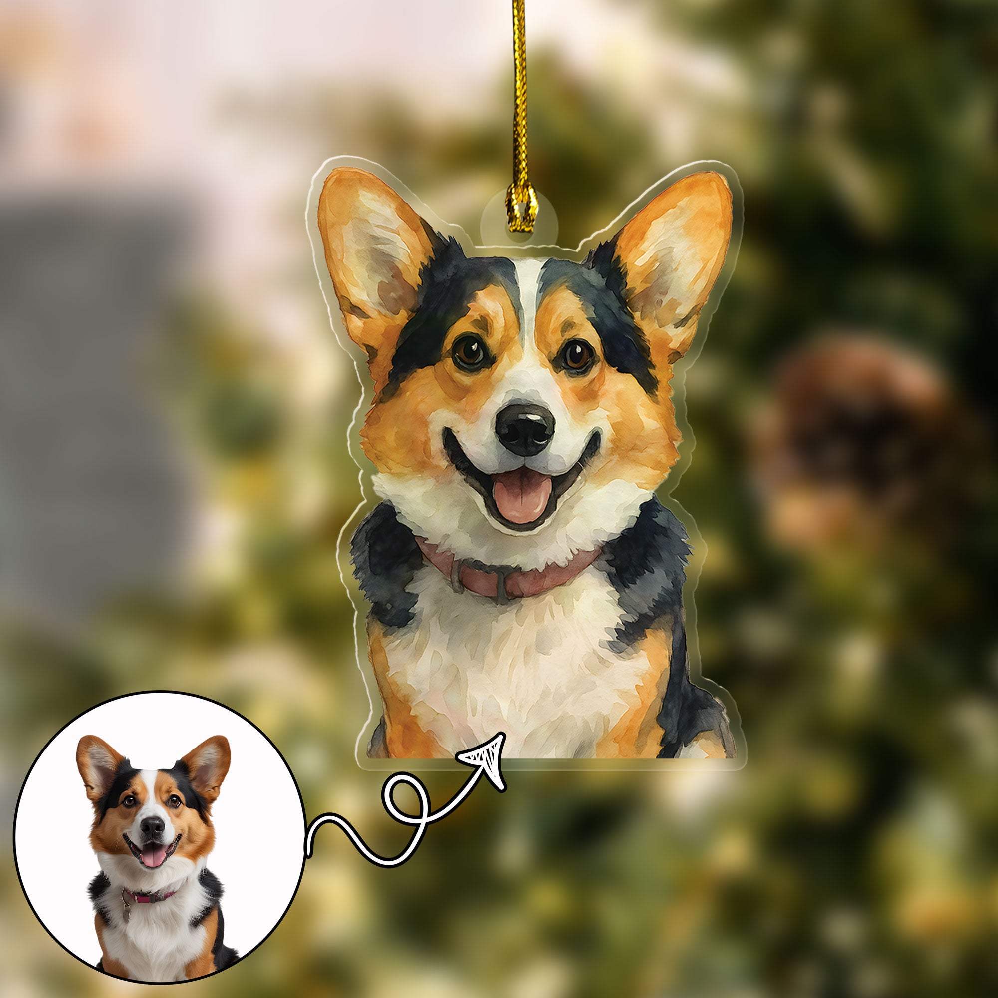 Bright Toned Artistic Cut-to-Shape Custom Pet Ornament
