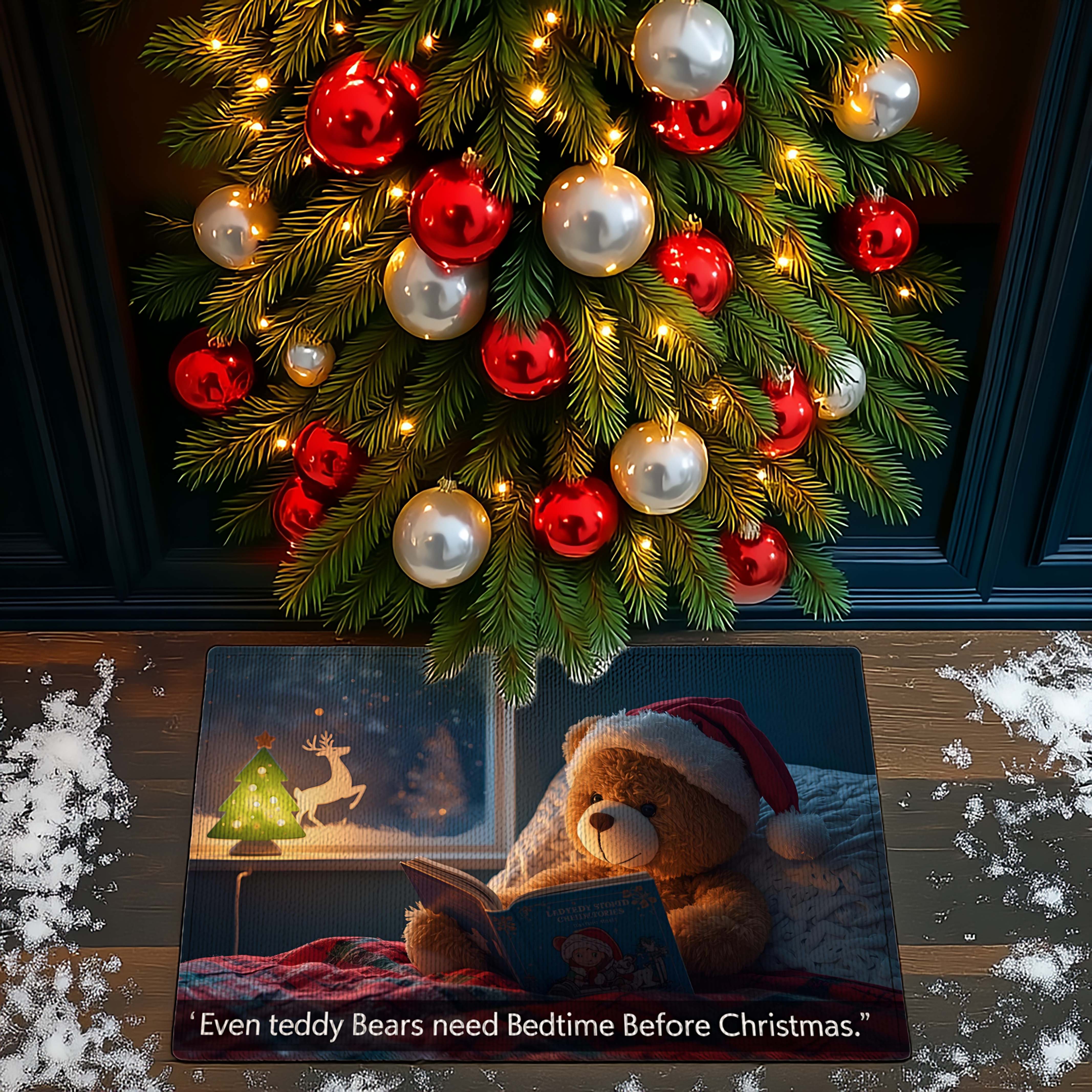 Christmas Teddy Bear Bedtime Custom Doormat - DMRC003