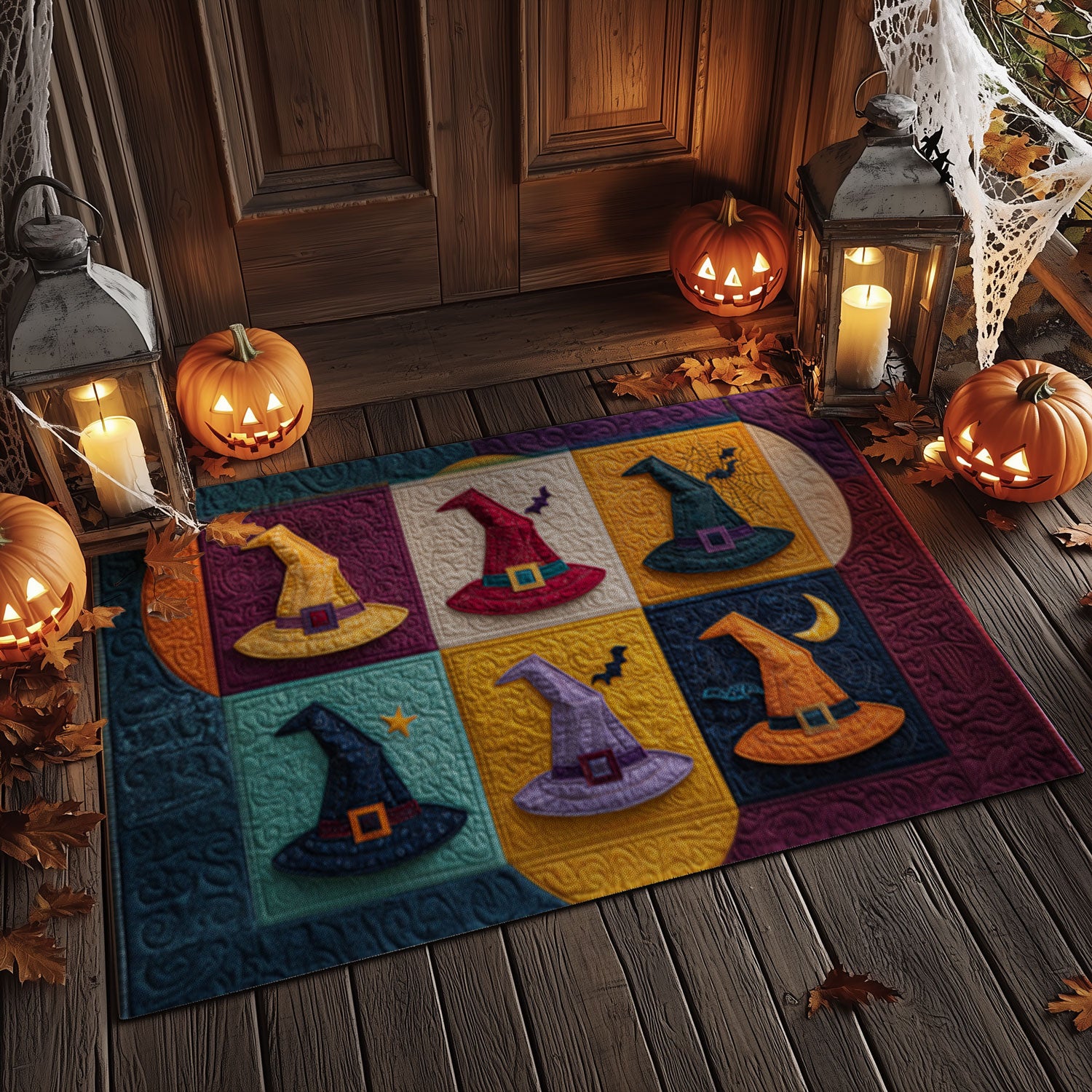 Colorful Witch Hat Patchwork Doormat