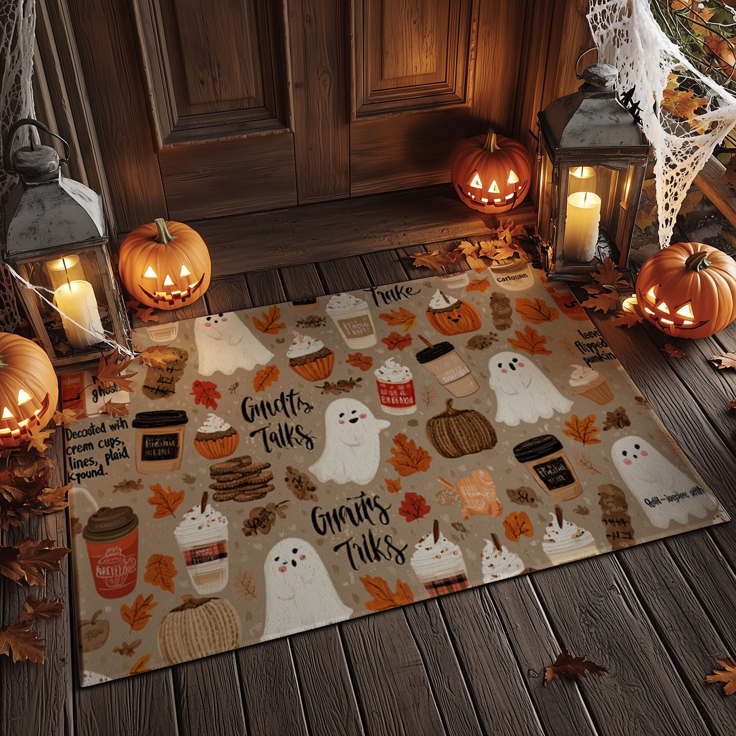 Cozy Autumn Ghost & Latte Entry Mat
