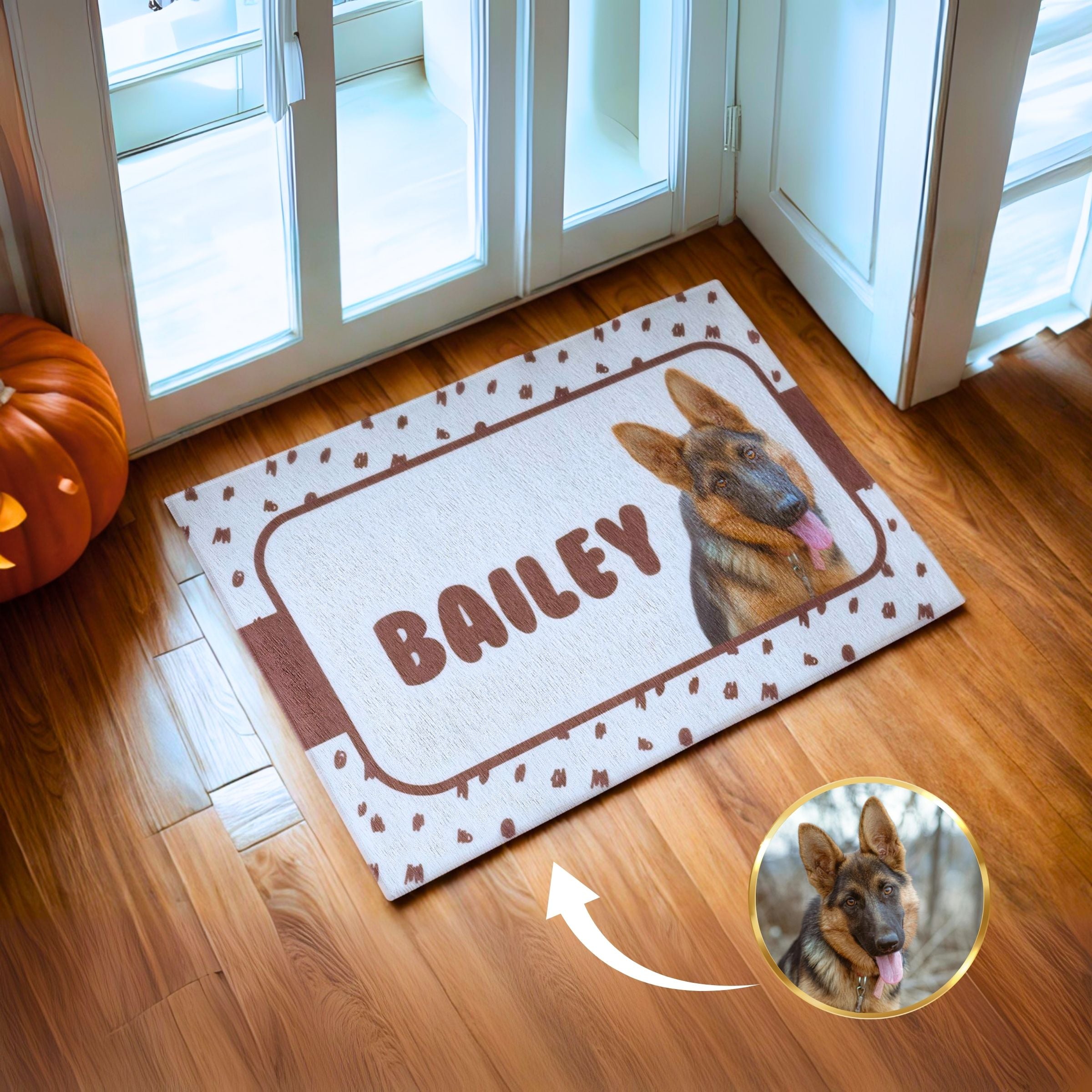 Cream Colored Personalized Pet Photo Door Mat