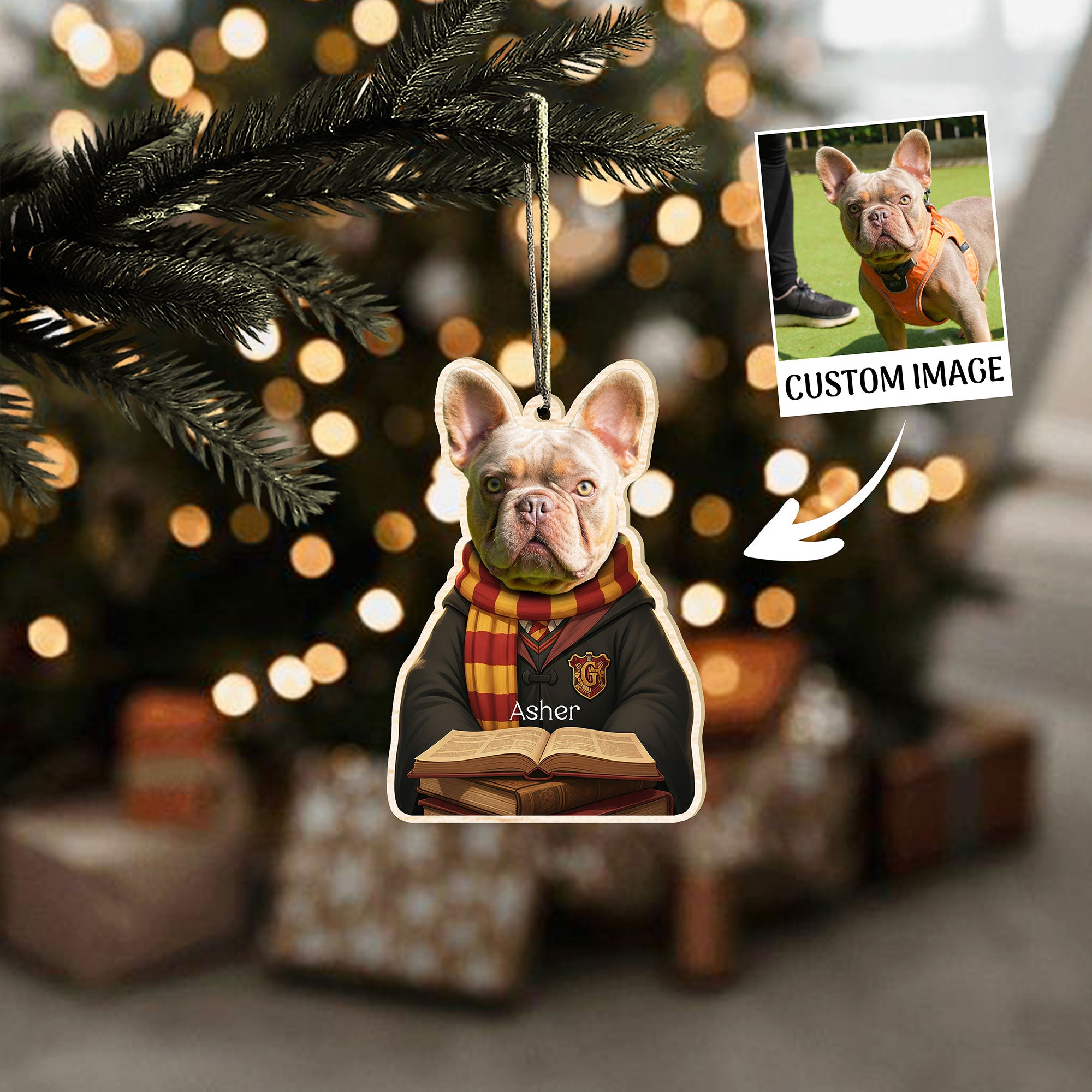 Custom Dog Scholar Student Costume Ornament
