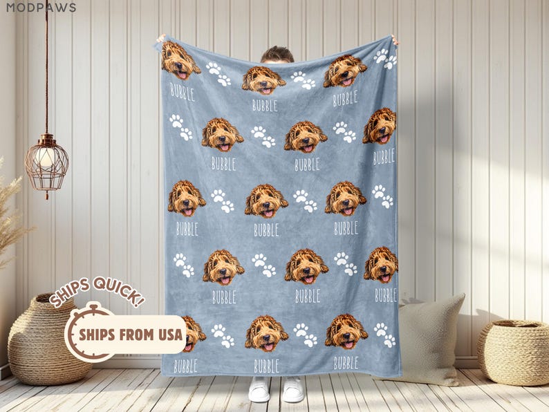 Custom Pet Blanket with Your Pet's Photo
