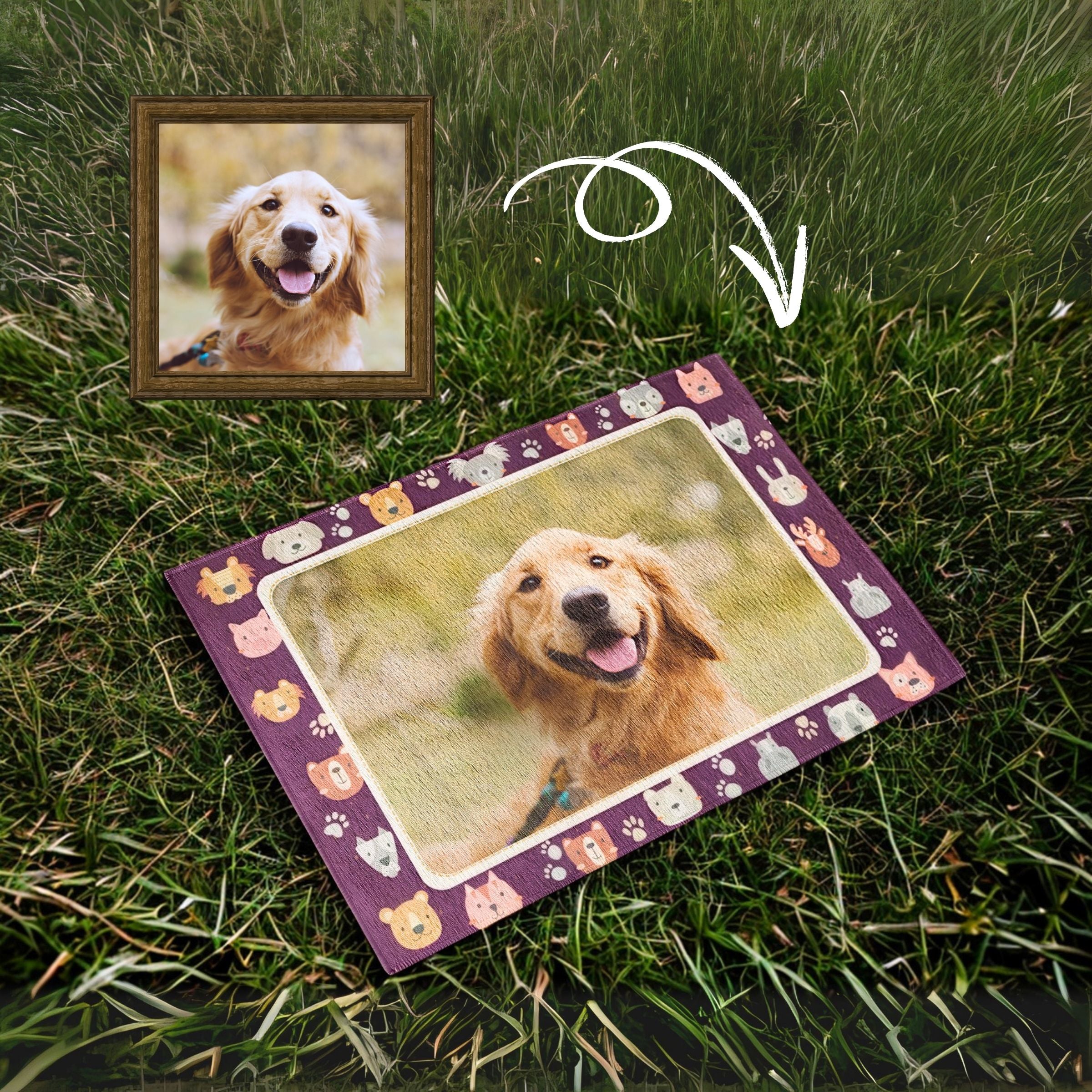 Custom Pet Doormat - Burgundy Thank You Flatlay