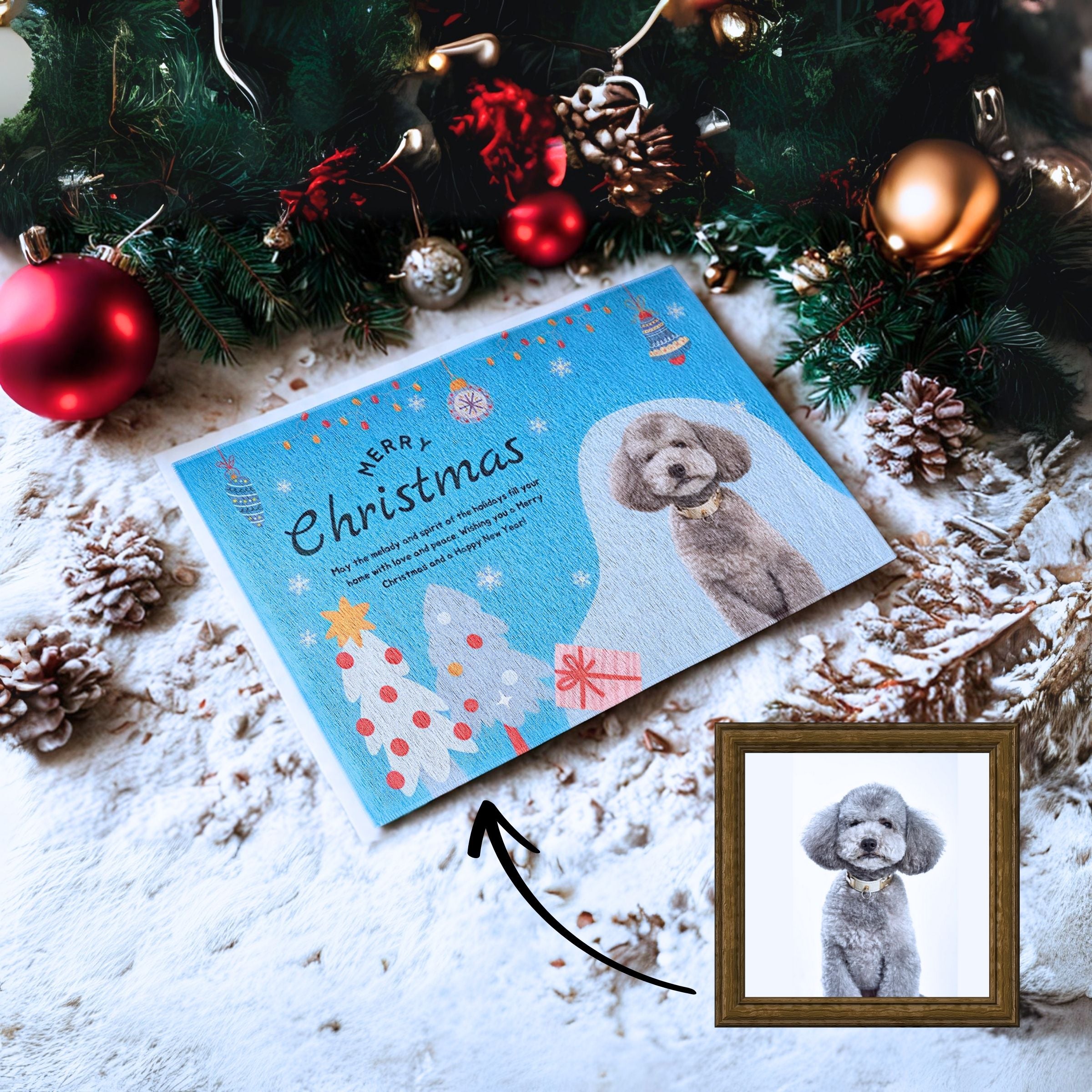 Custom Pet Doormat Mockup - Vintage Green Christmas