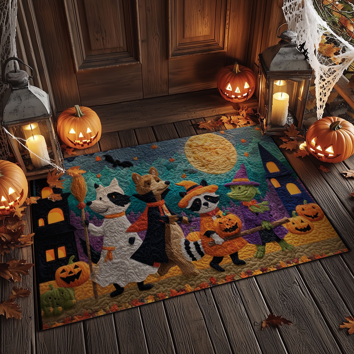 Cute Raccoon Squad Welcome Mat