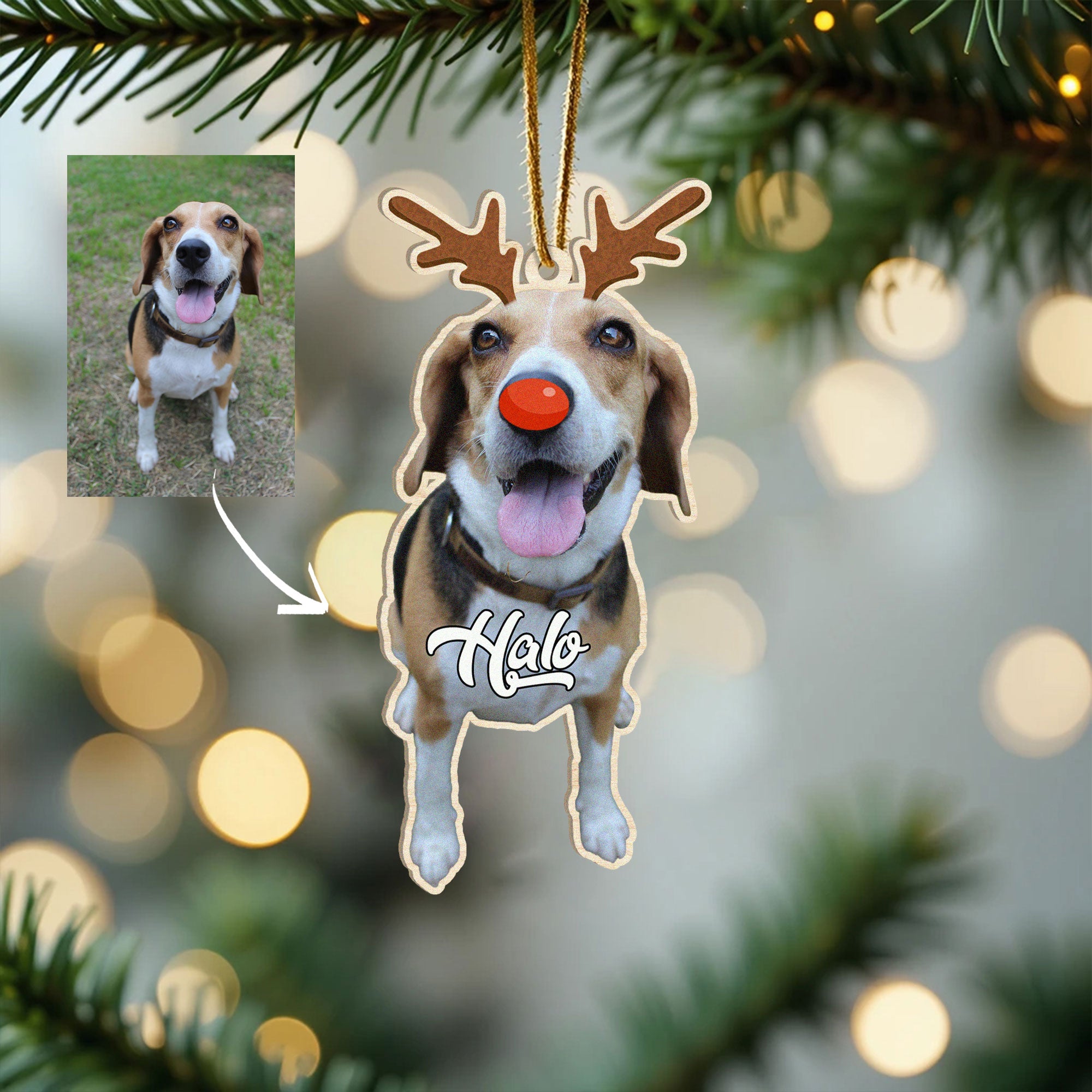 Dog Reindeer Christmas Personalized Pet Ornament