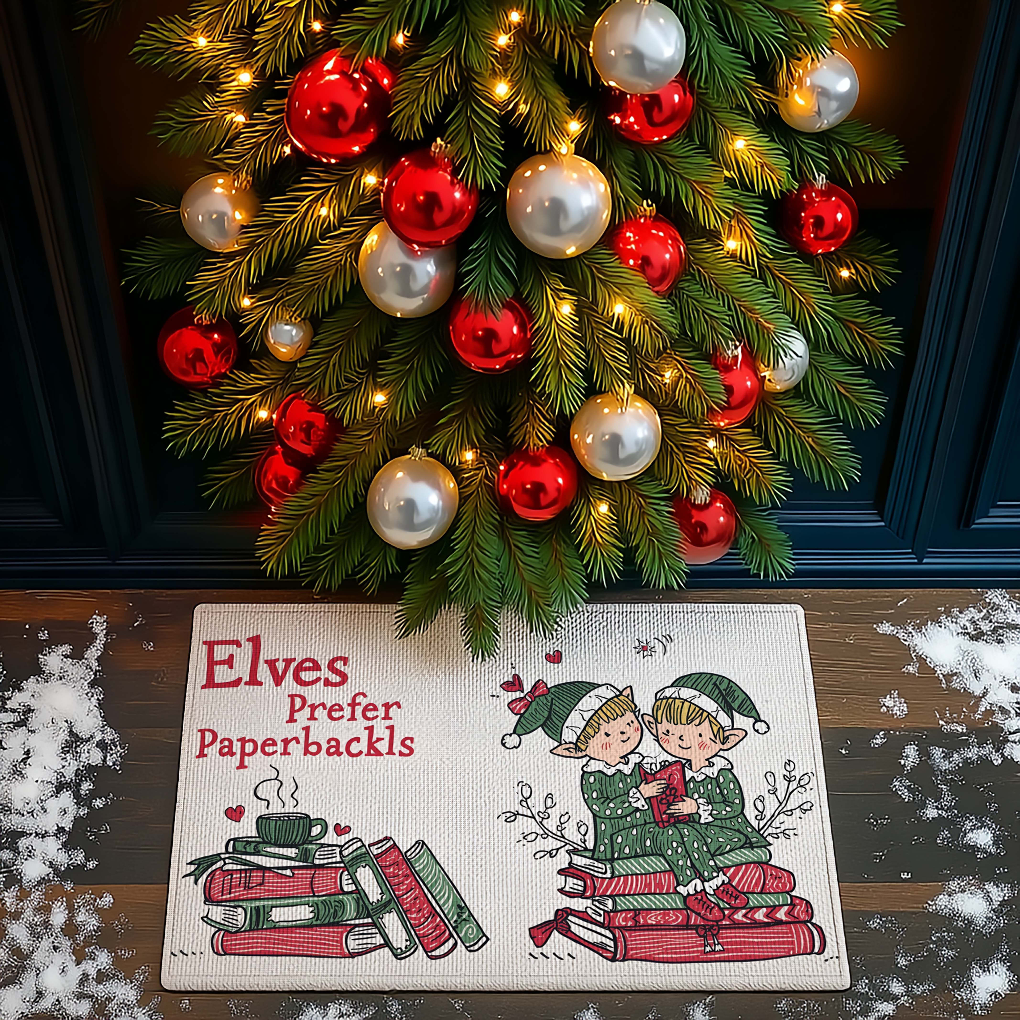 Christmas Elf Reading Welcome Mat - DMRC003