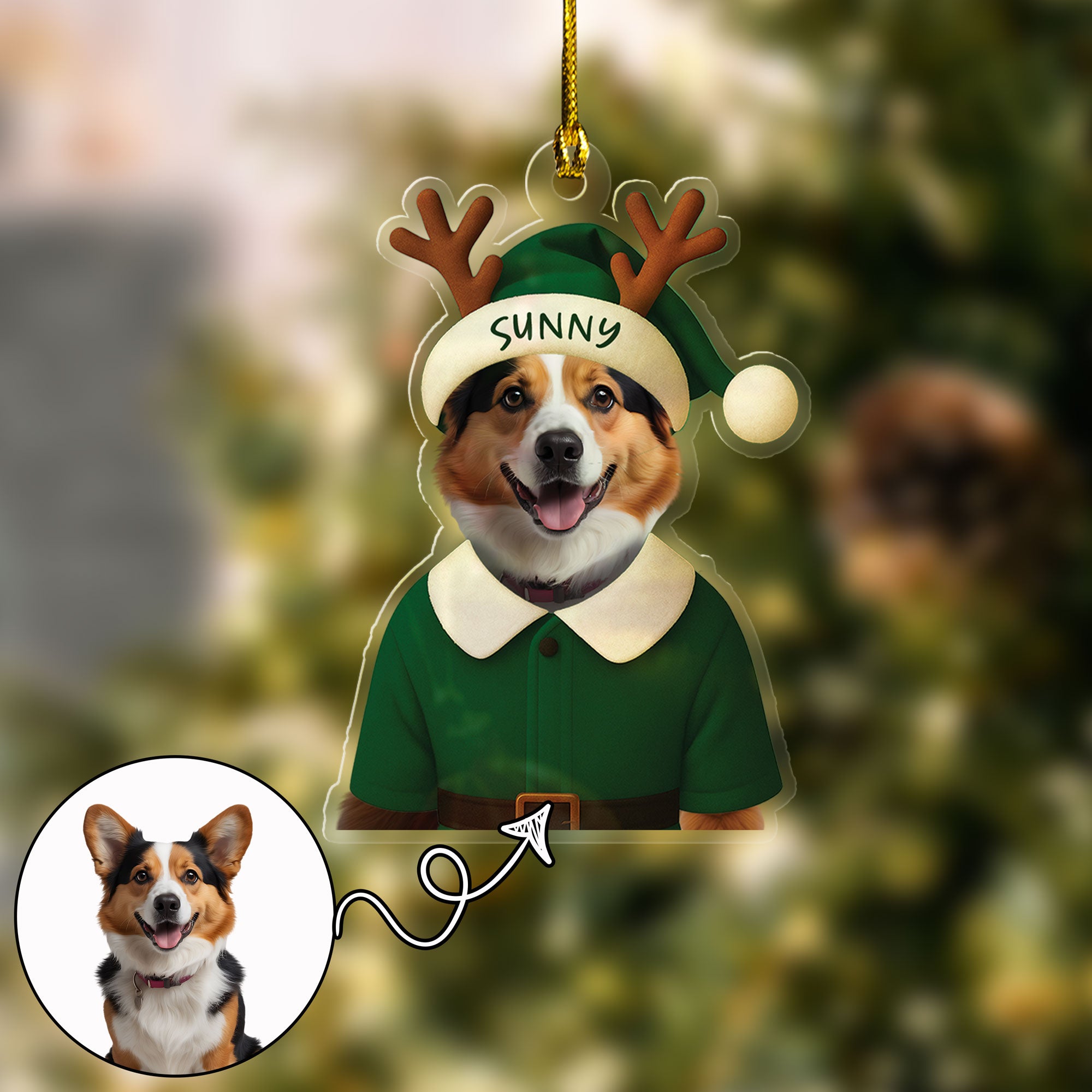 Funny Antler Hat Dog/Cat Custom Pet Ornament