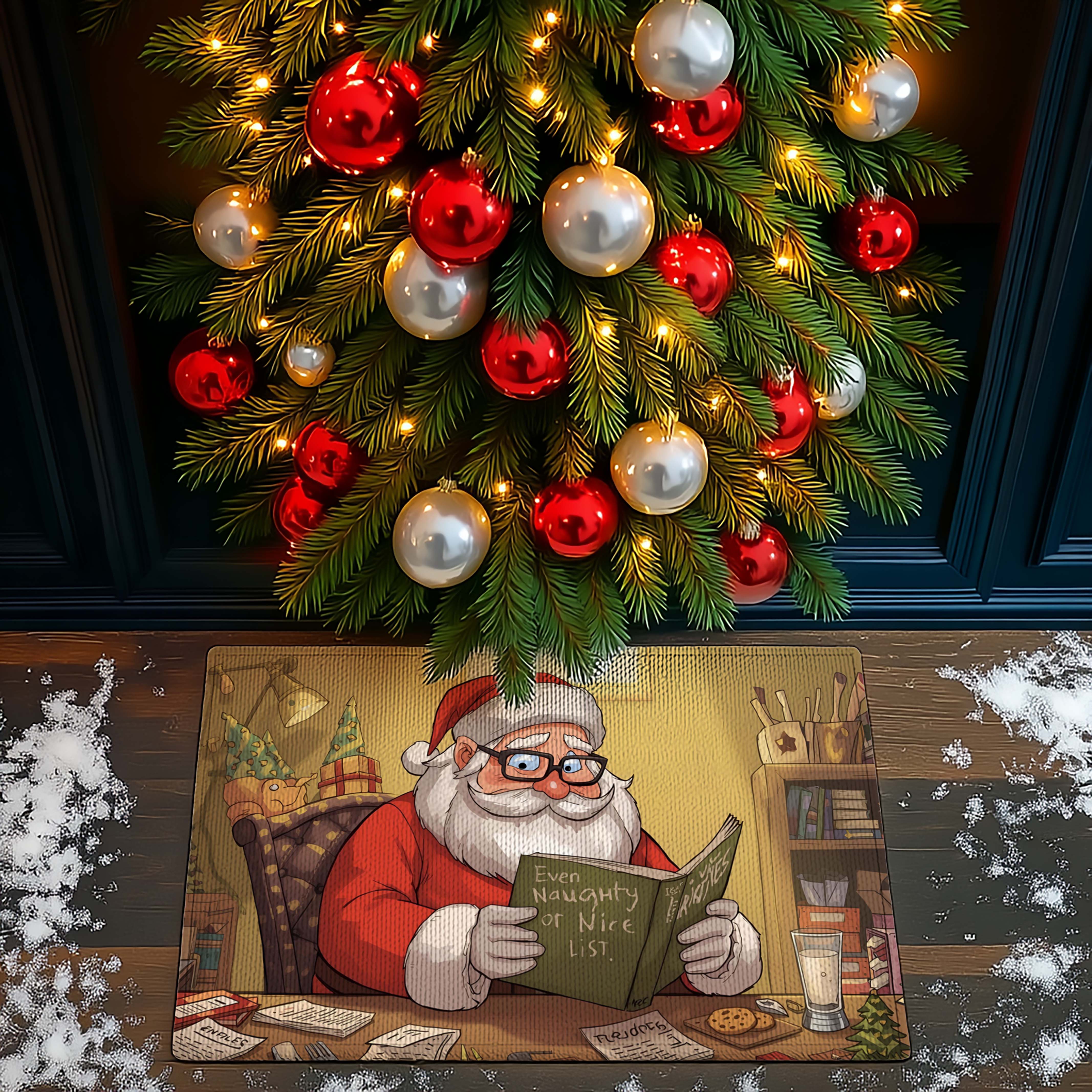 Santa at Desk Reading Welcome Mat - DMRC003