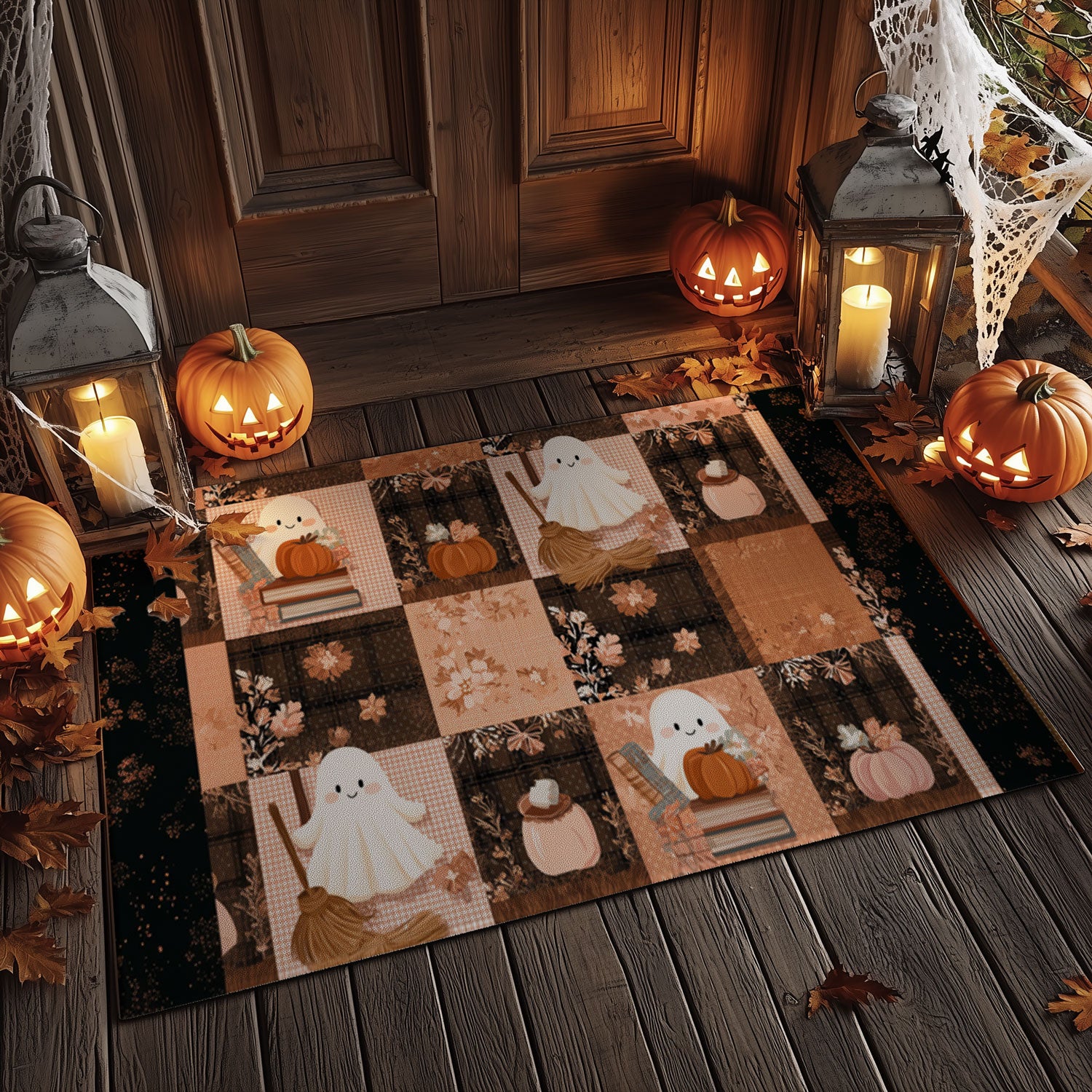 Gothic Bow Tie Patchwork Halloween Doormat