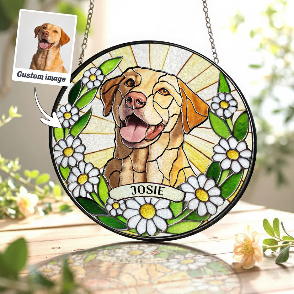 Green & White Floral Pet Art Suncatcher - SPETCD1C101
