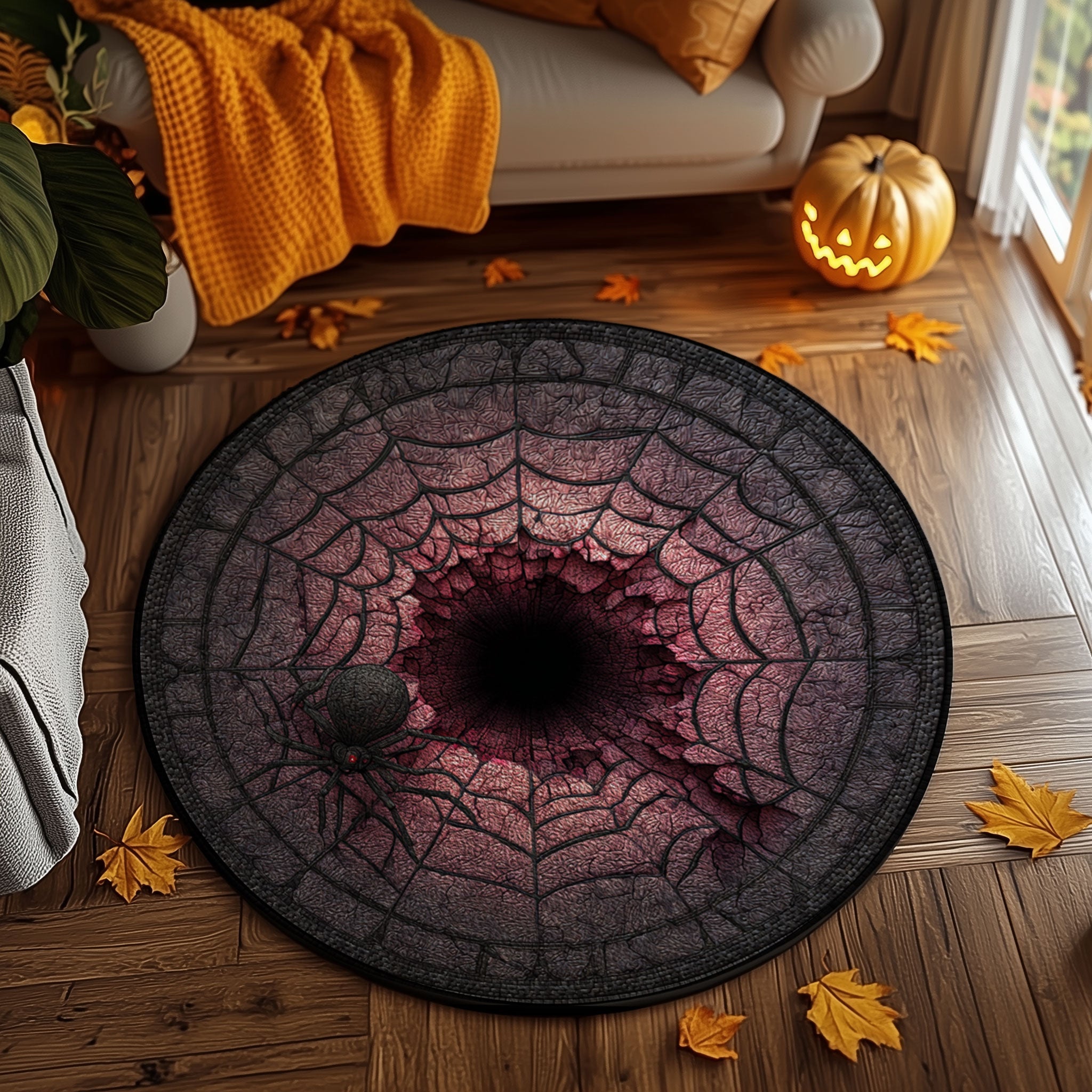 Halloween Spider Hole Area Rug