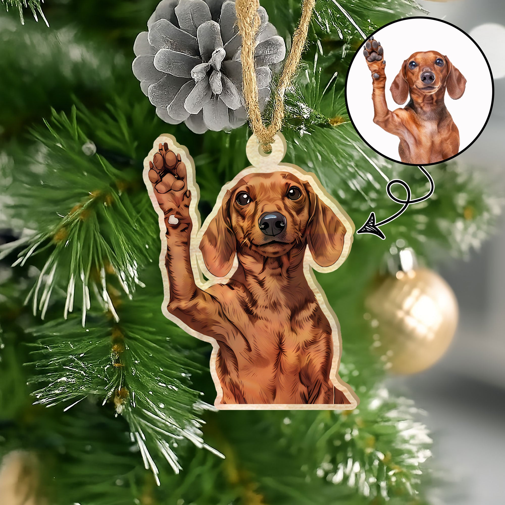 High-Five Pet Portrait Christmas Charm Ornament