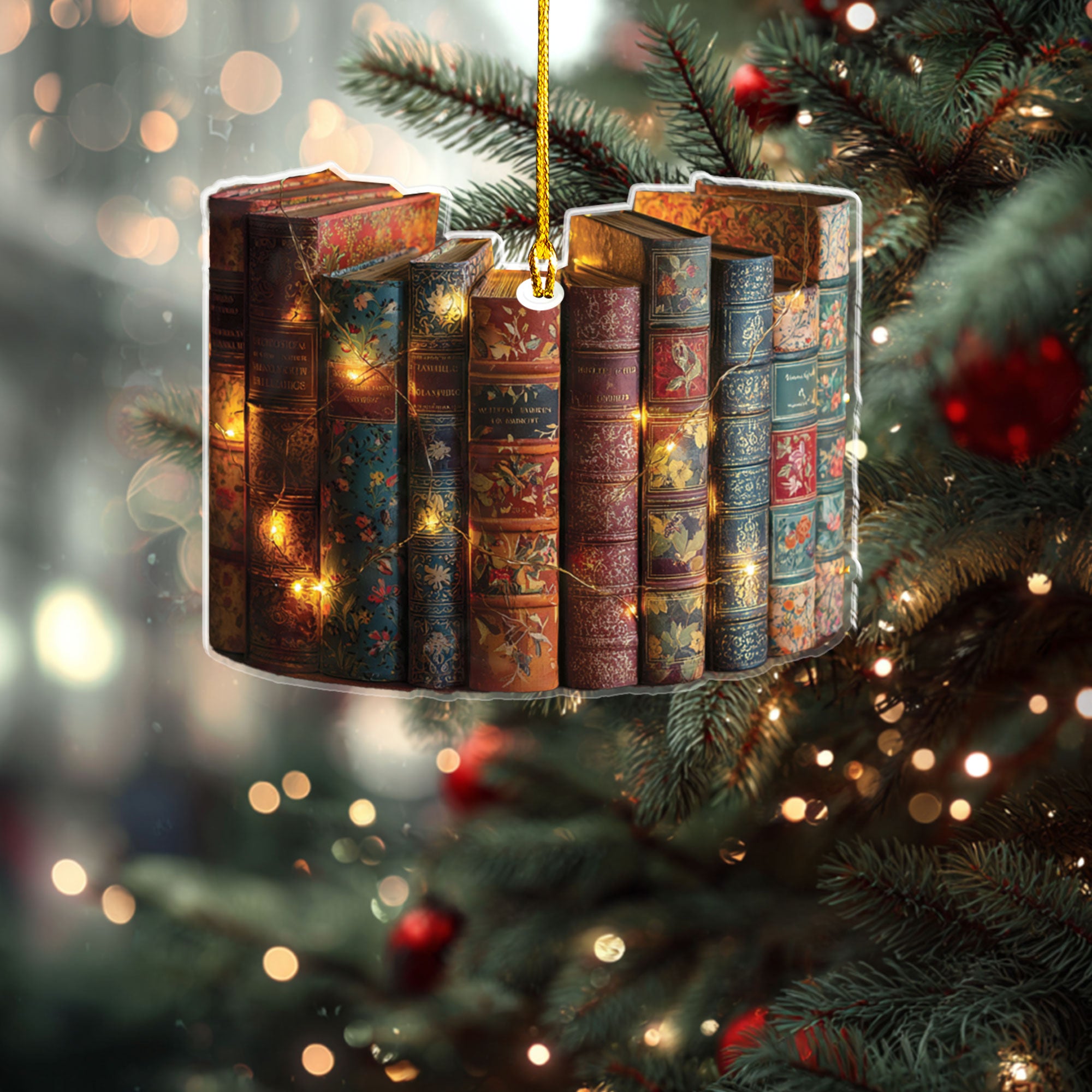Illuminated Bookcase Christmas Ornament – ORD9C001