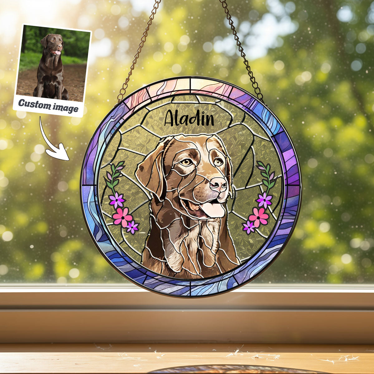 Jewel Tone Stained Glass Dog Suncatcher - SPETCD1C101