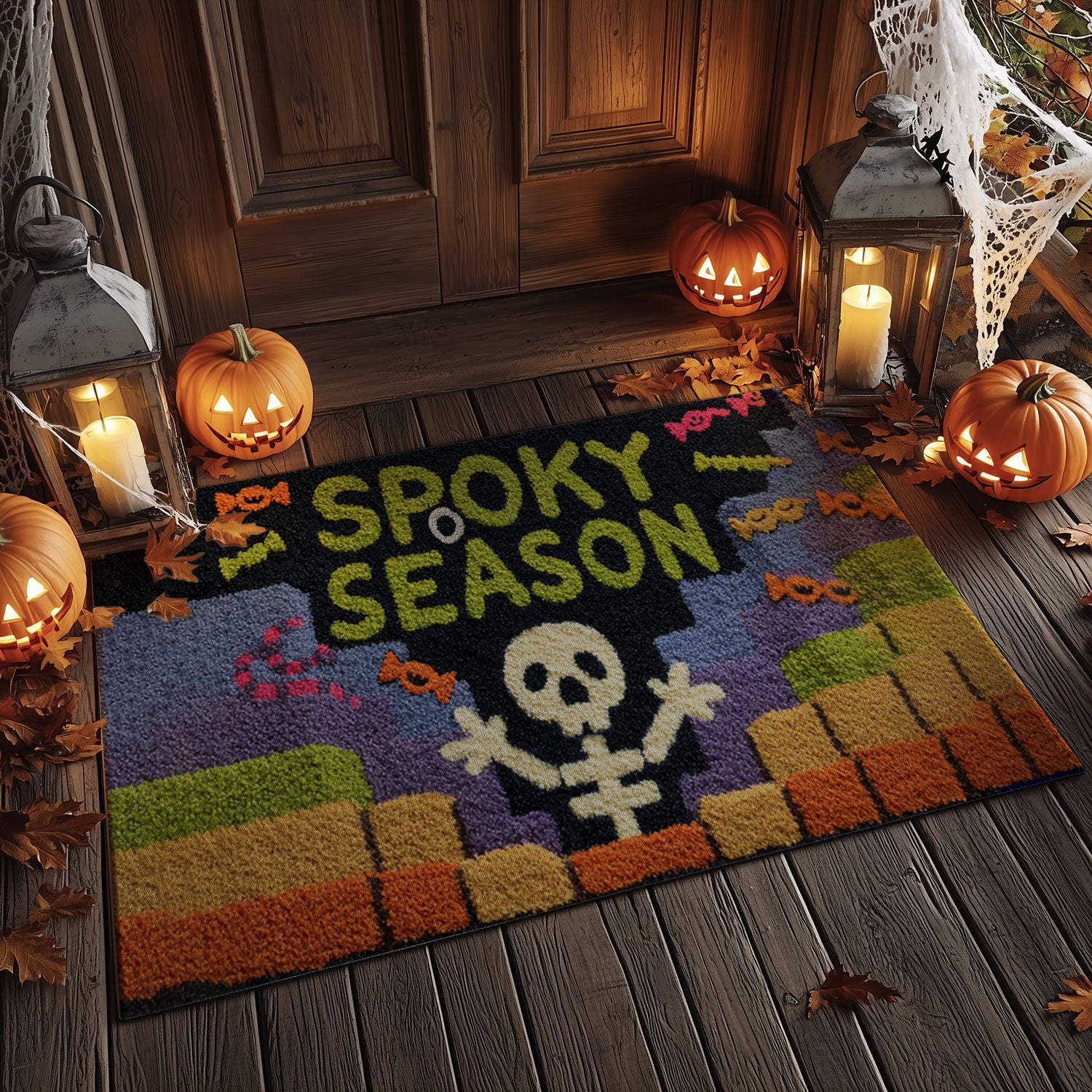 Jolly Skeleton "Spooky Season" Doormat