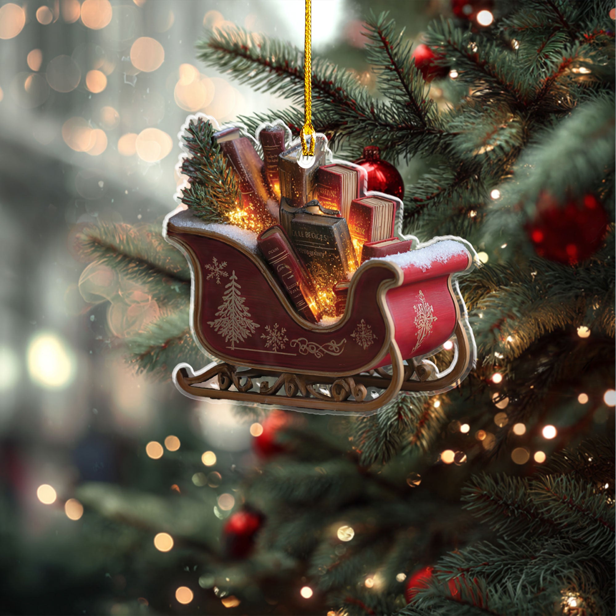 Literary Christmas Sleigh Ornament - ORD9C001