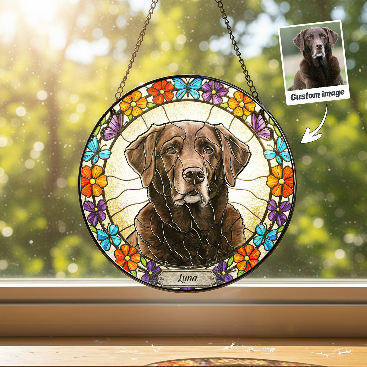 Multicolor Floral Pet Portrait Suncatcher - SPETCD1C101