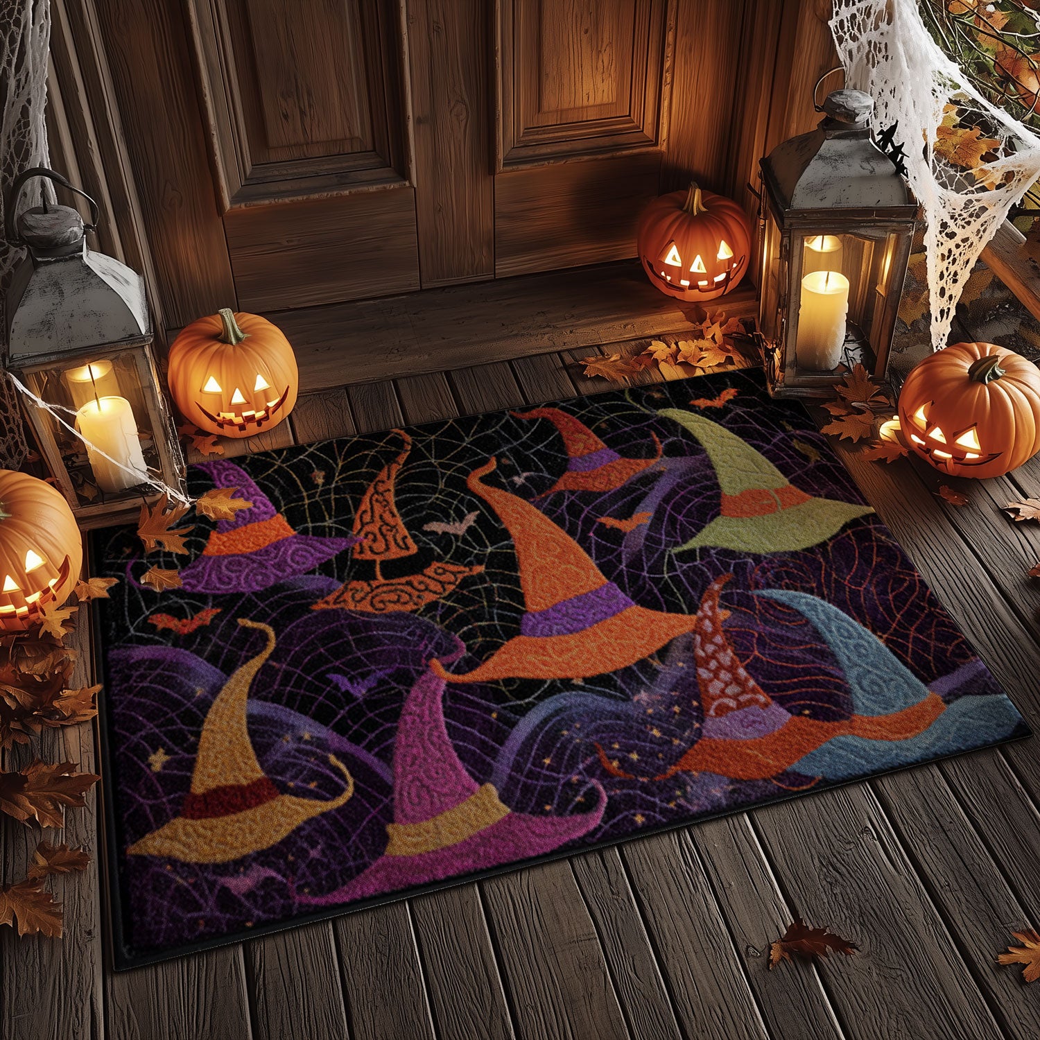 Mystic Pointed Hats Halloween Mat