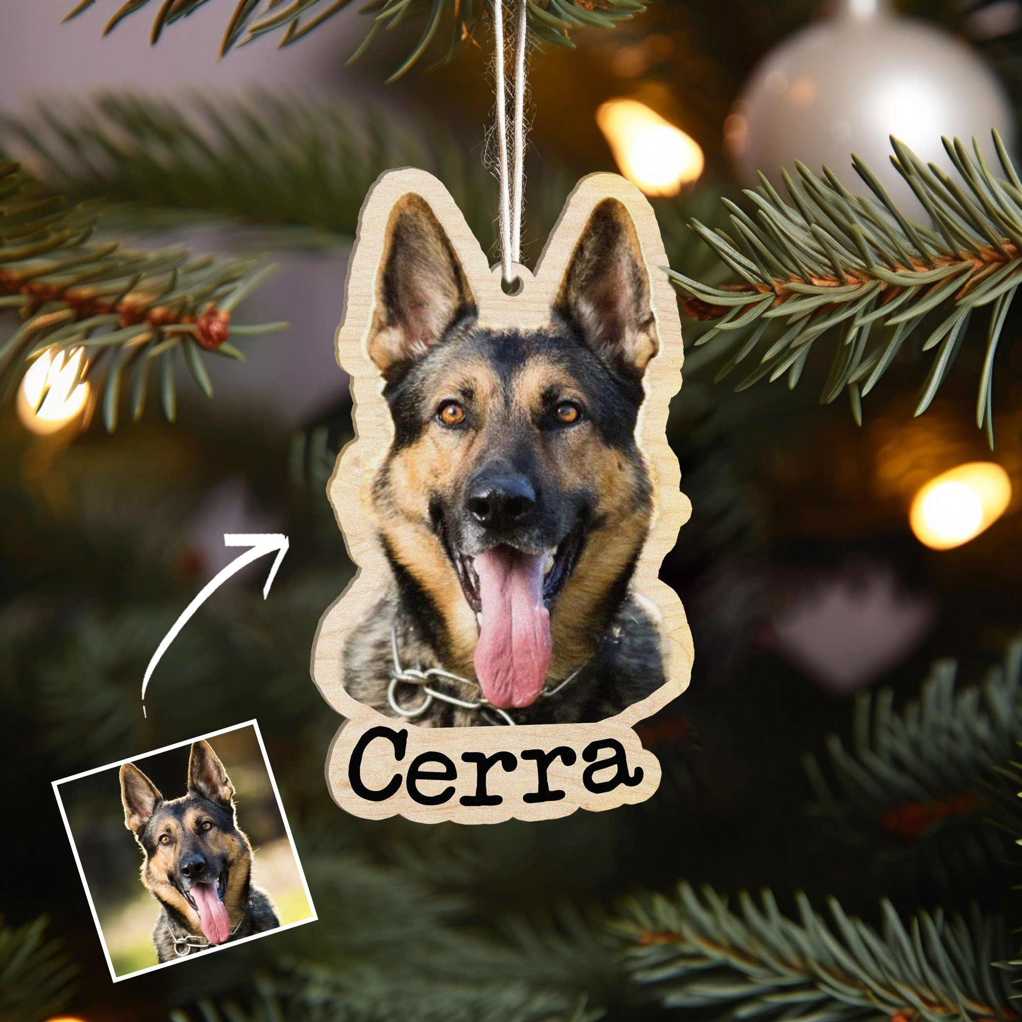 Personalized Dog Name Wooden Christmas Ornament