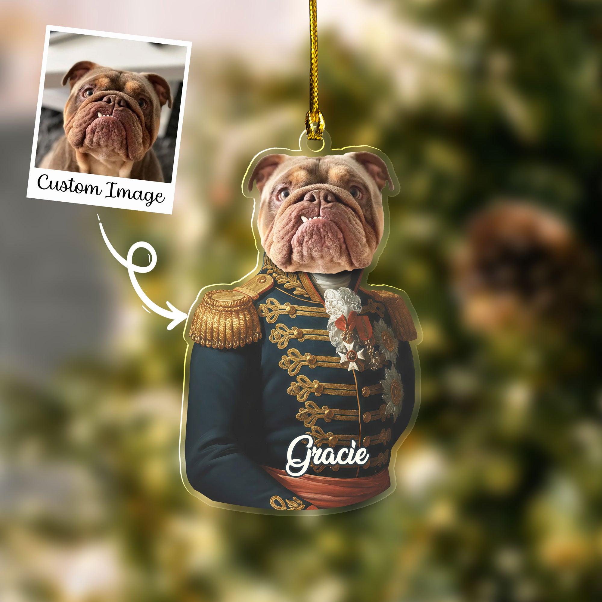 Personalized General Pet Portrait Ornament – Custom Holiday Gift