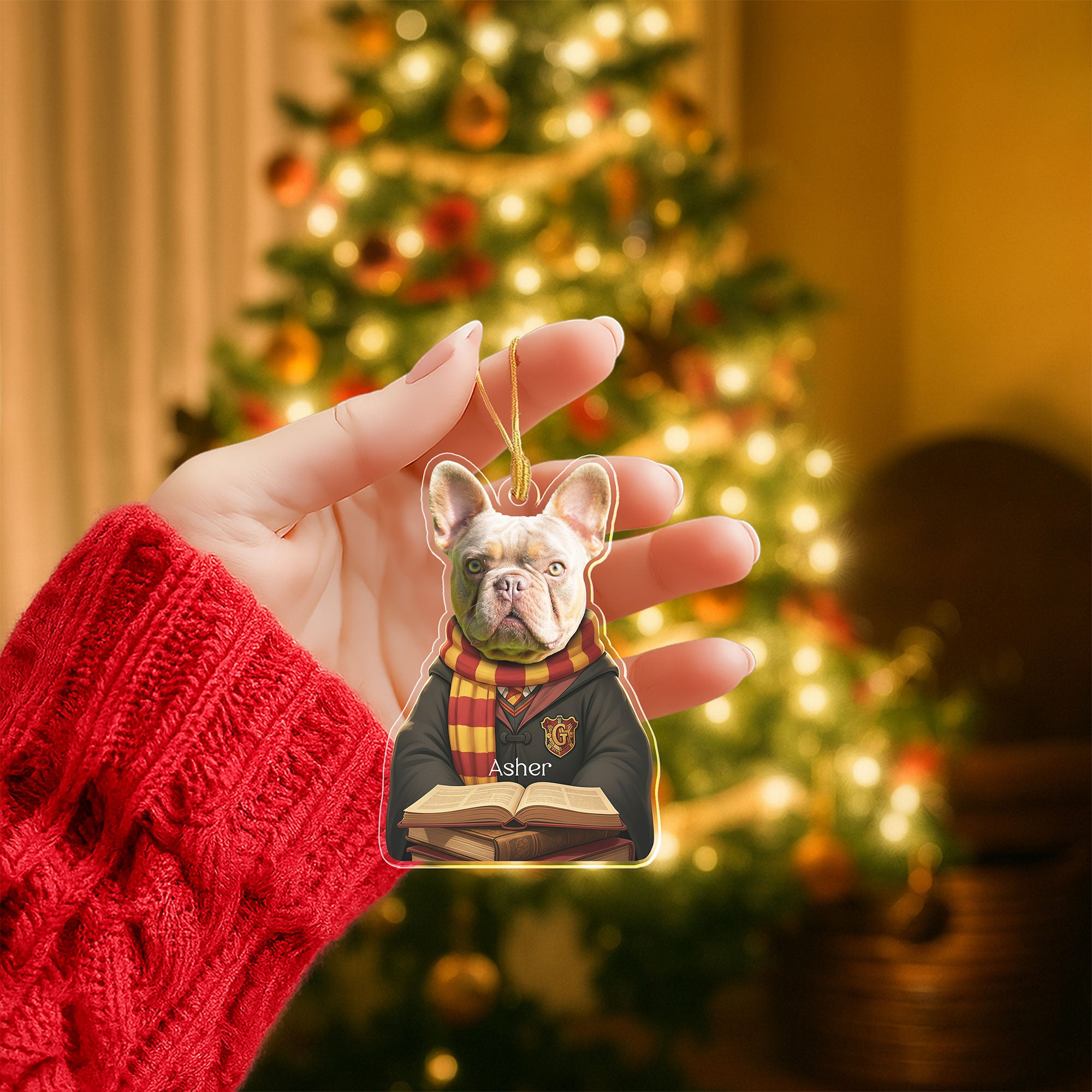 Pet Photo in Wizard School Uniform Christmas Ornament