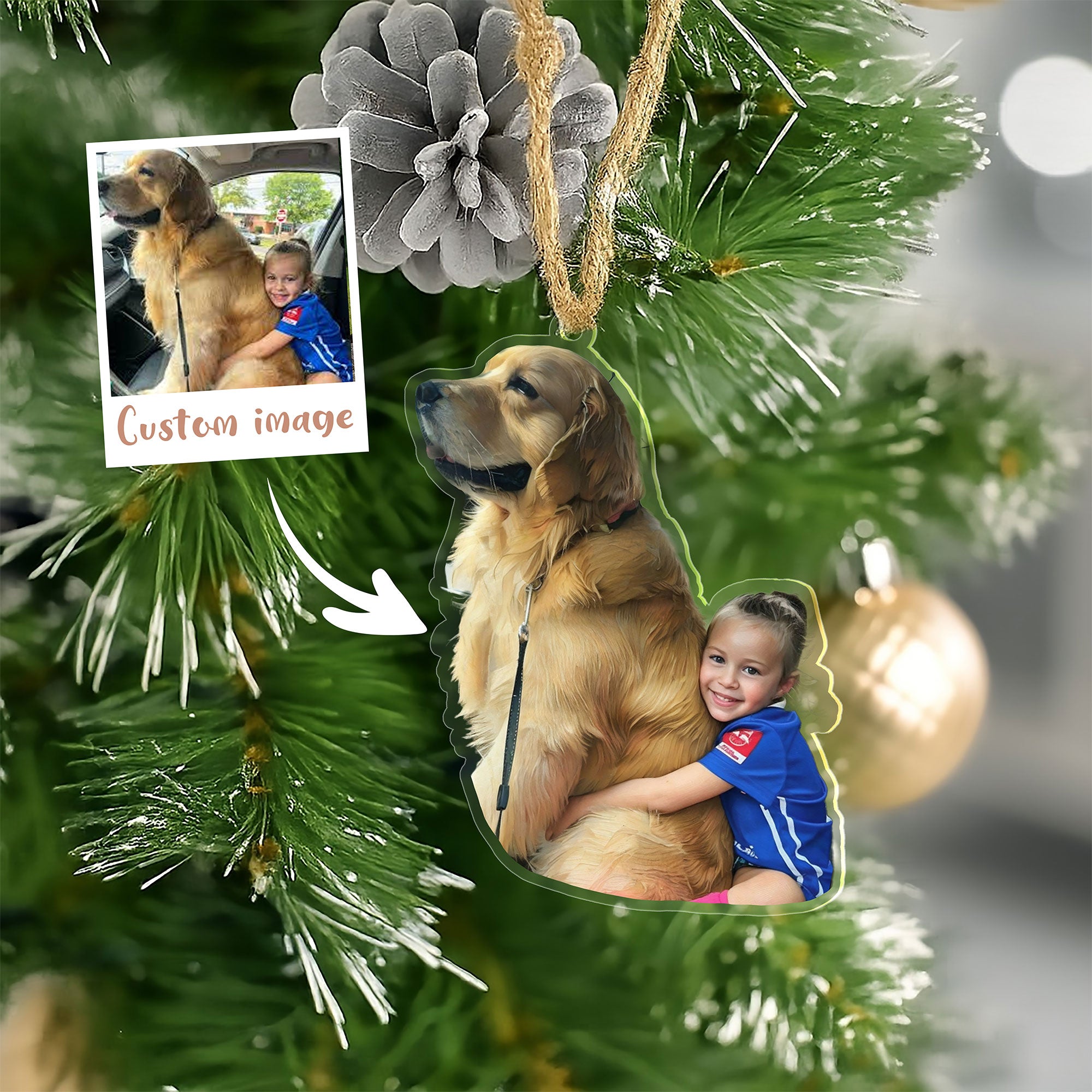 Romantic Dog/Cat Photo Printed Christmas Ornament