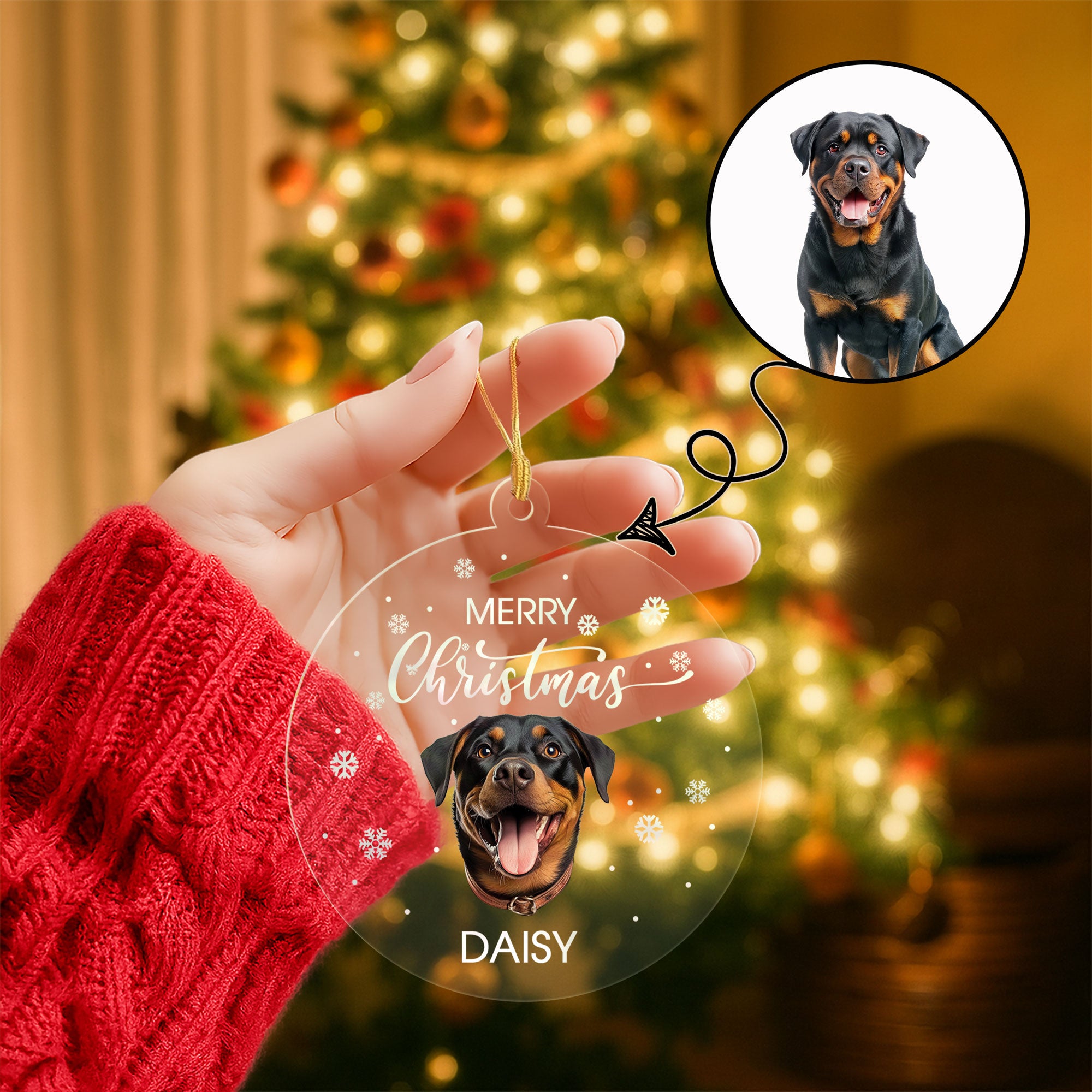 Round Acrylic Pet Photo Holiday Ornament