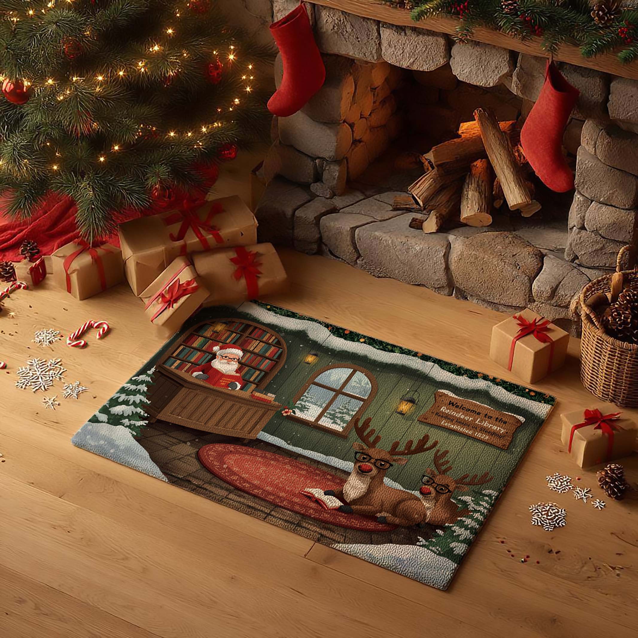 Tales From The Reindeer Library Christmas Doormats - DMRC003
