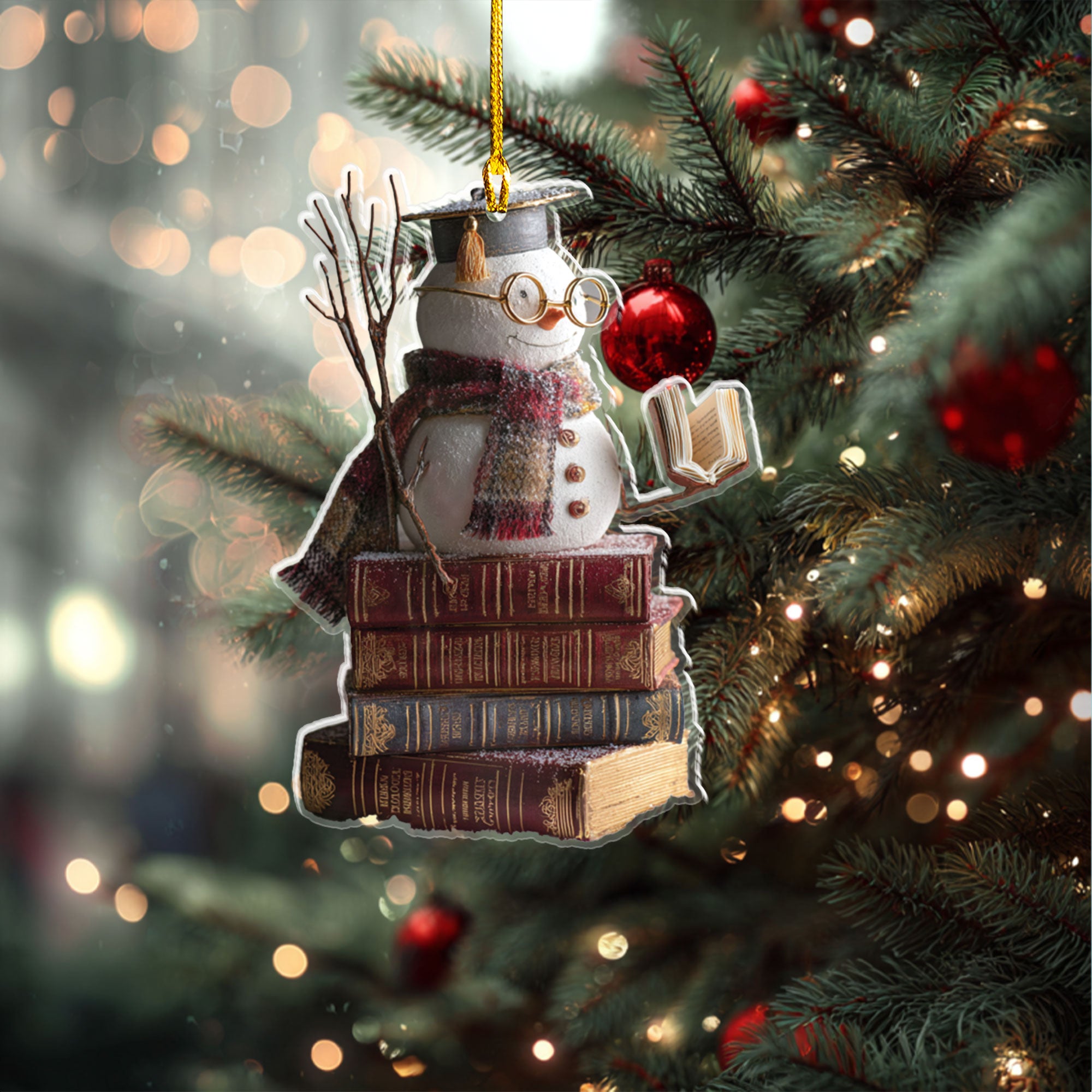 Scholarly Snowman Reading Christmas Ornament – ORD9C001