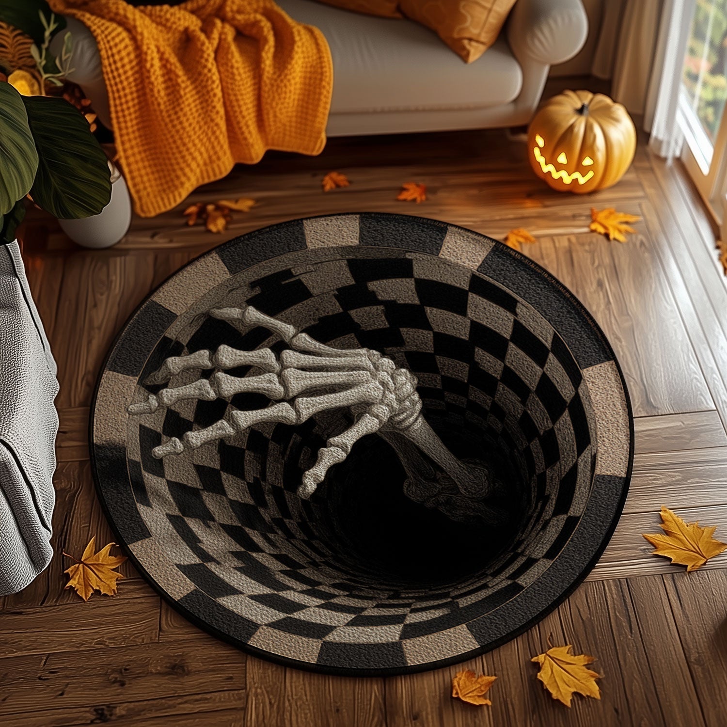 Skeleton's Grasp Illusion Rug